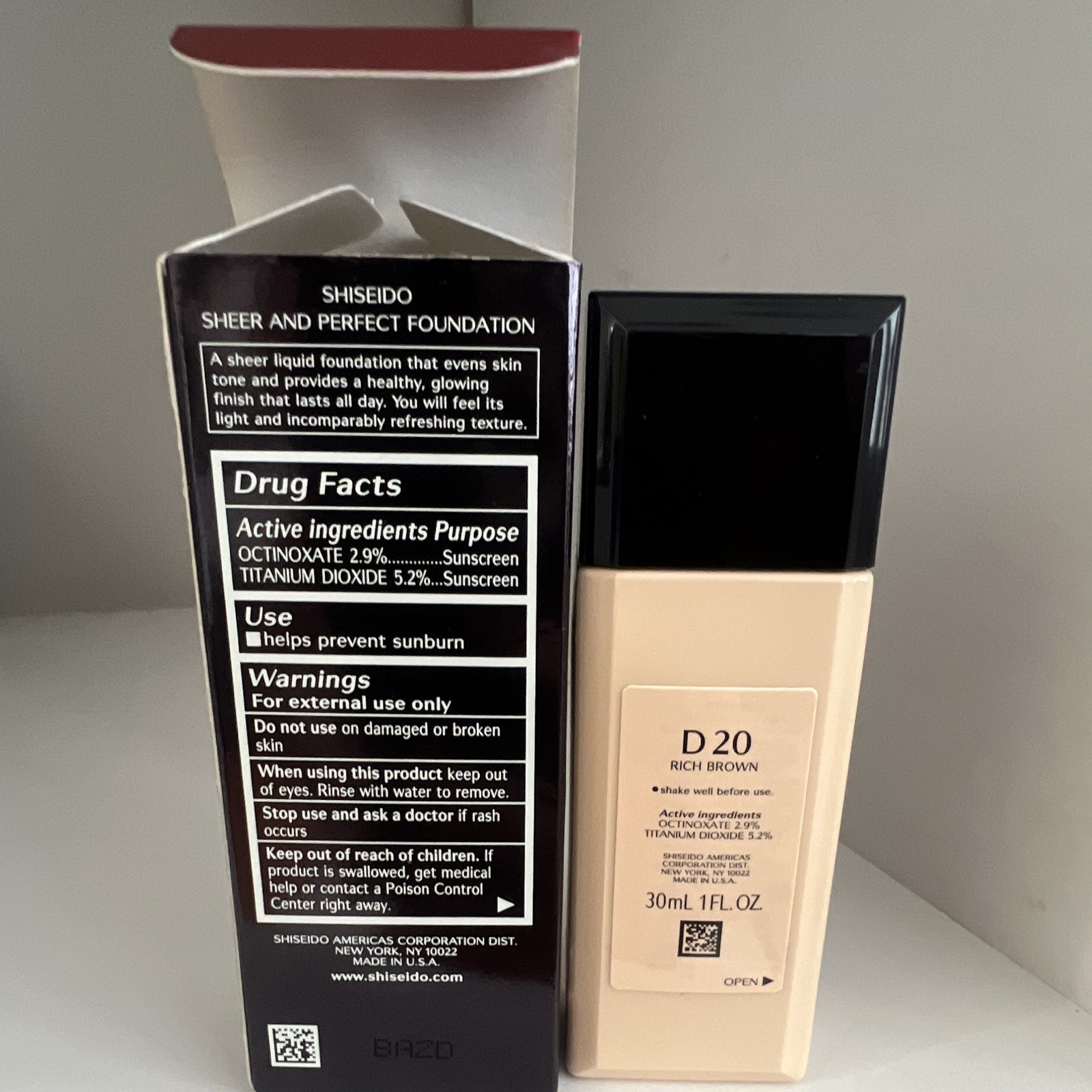 Shiseido Sheer and Perfect Oil-Free Liquid Foundation SPF 18 Rich Brown 1oz