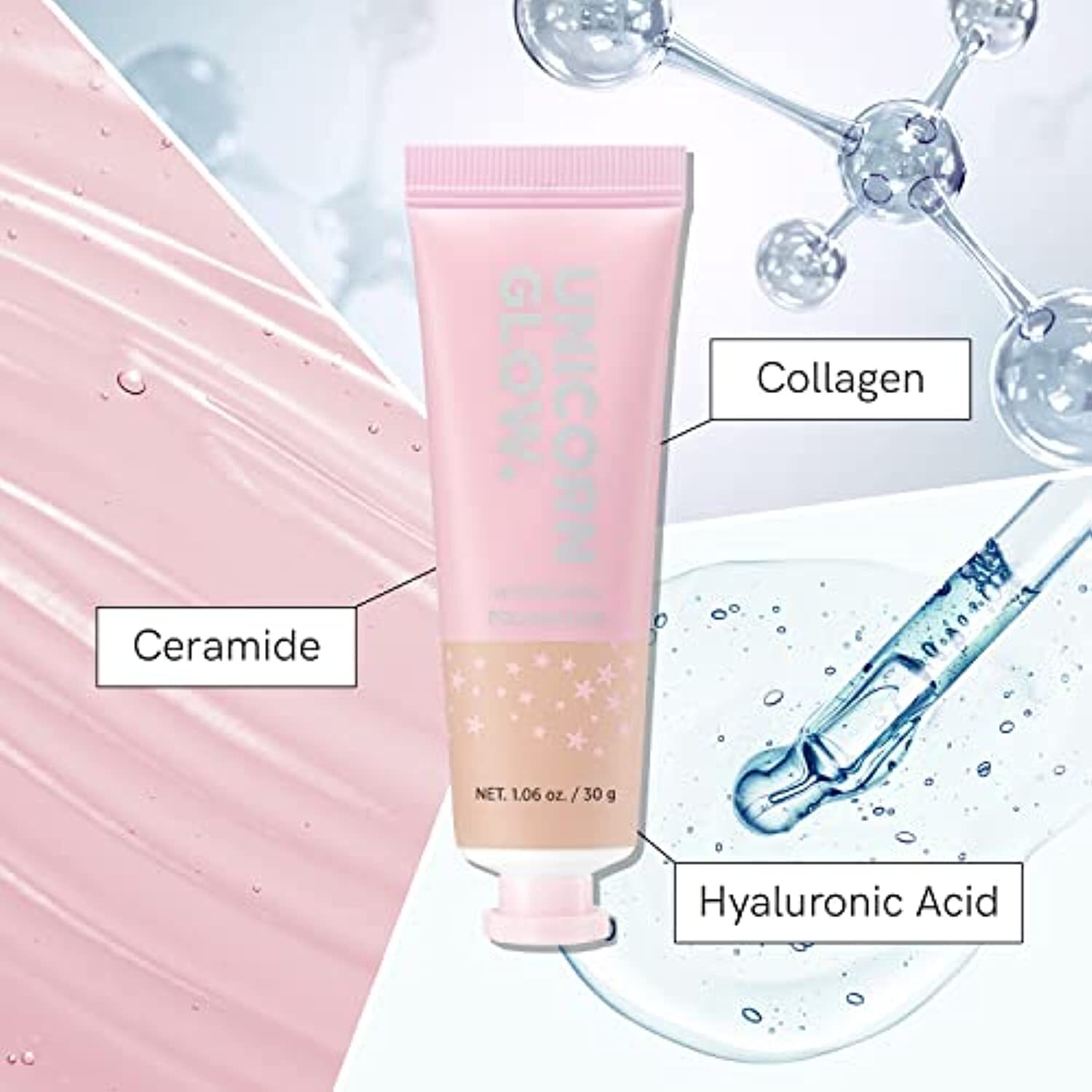 UNICORN GLOW HYDRATING FOUNDATION #9 TOFFEE Collagen Serum + Hyaluronic Acid +