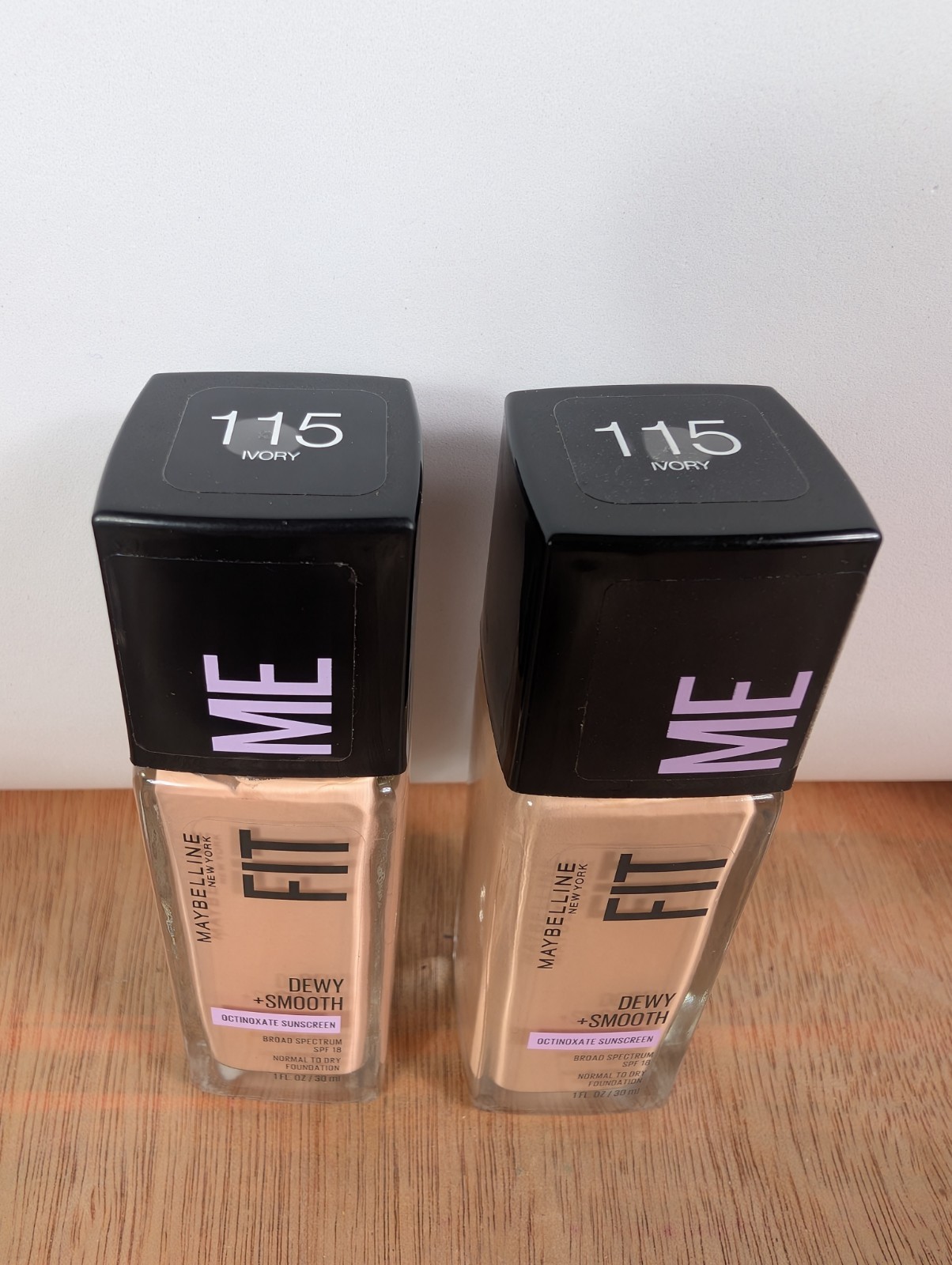 Maybelline Fit Me! Dewy+Smooth Foundation #115 Ivory Lot Of 2 Bottles