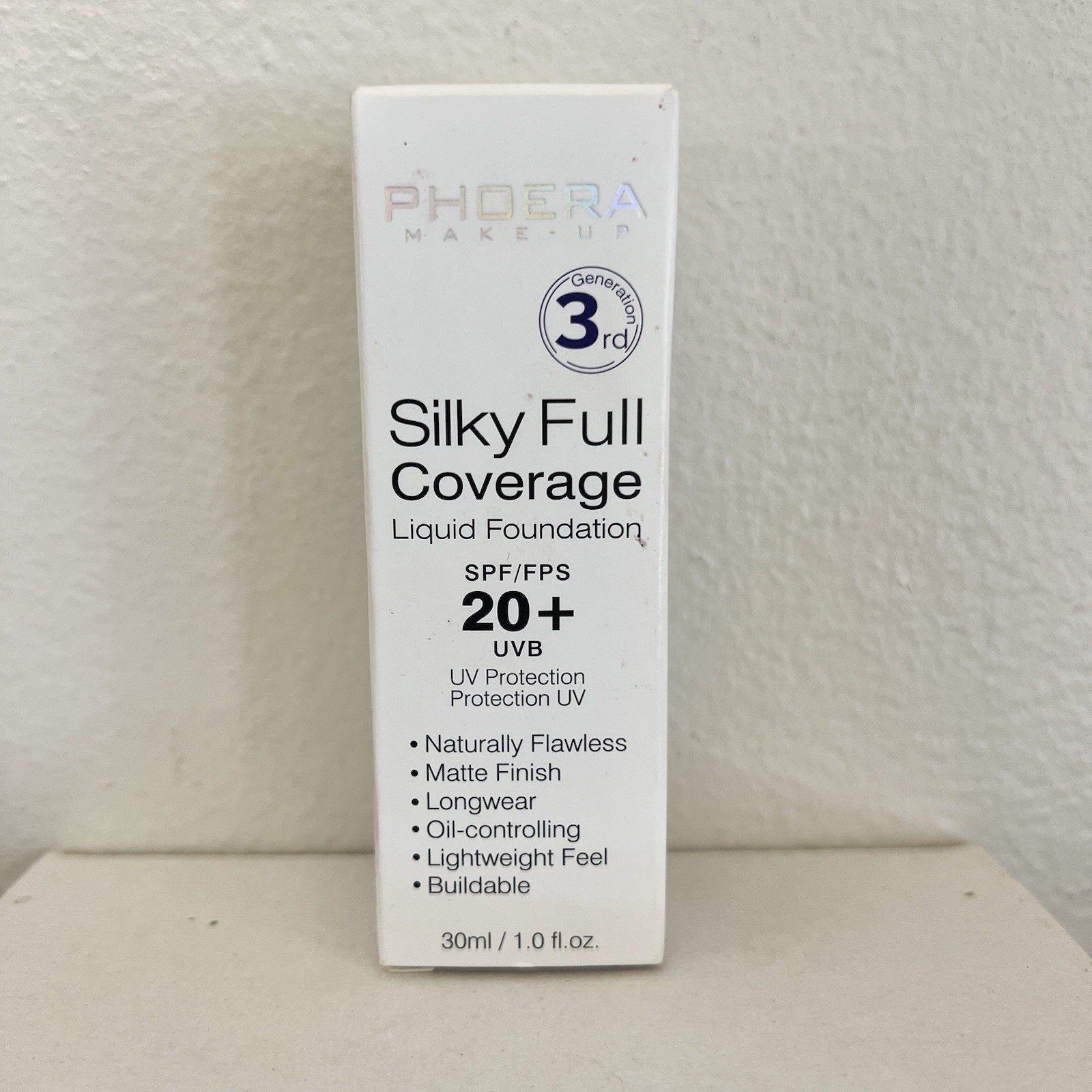 Phoera Silky Full Coverage Liquid Foundation #101 Porcelain 30ml 1 Oz NEW
