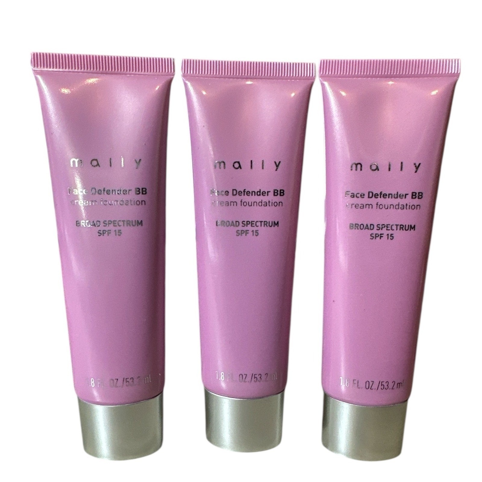 Lot of 3 Mally Face Defender BB Cream Foundation SPF 15 – Medium TAN 1.8 oz NEW