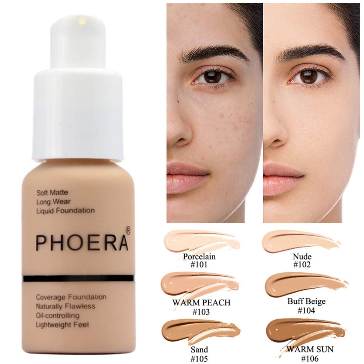 Soft Matte Long-Lasting Liquid Foundation, Full Coverage Face Makeup