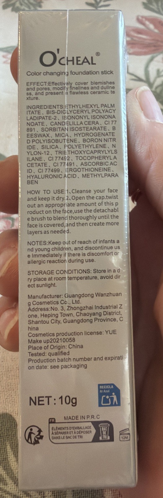 O’cheal Temperature Changing Foundation Stick, Matte Full Coverage Cream