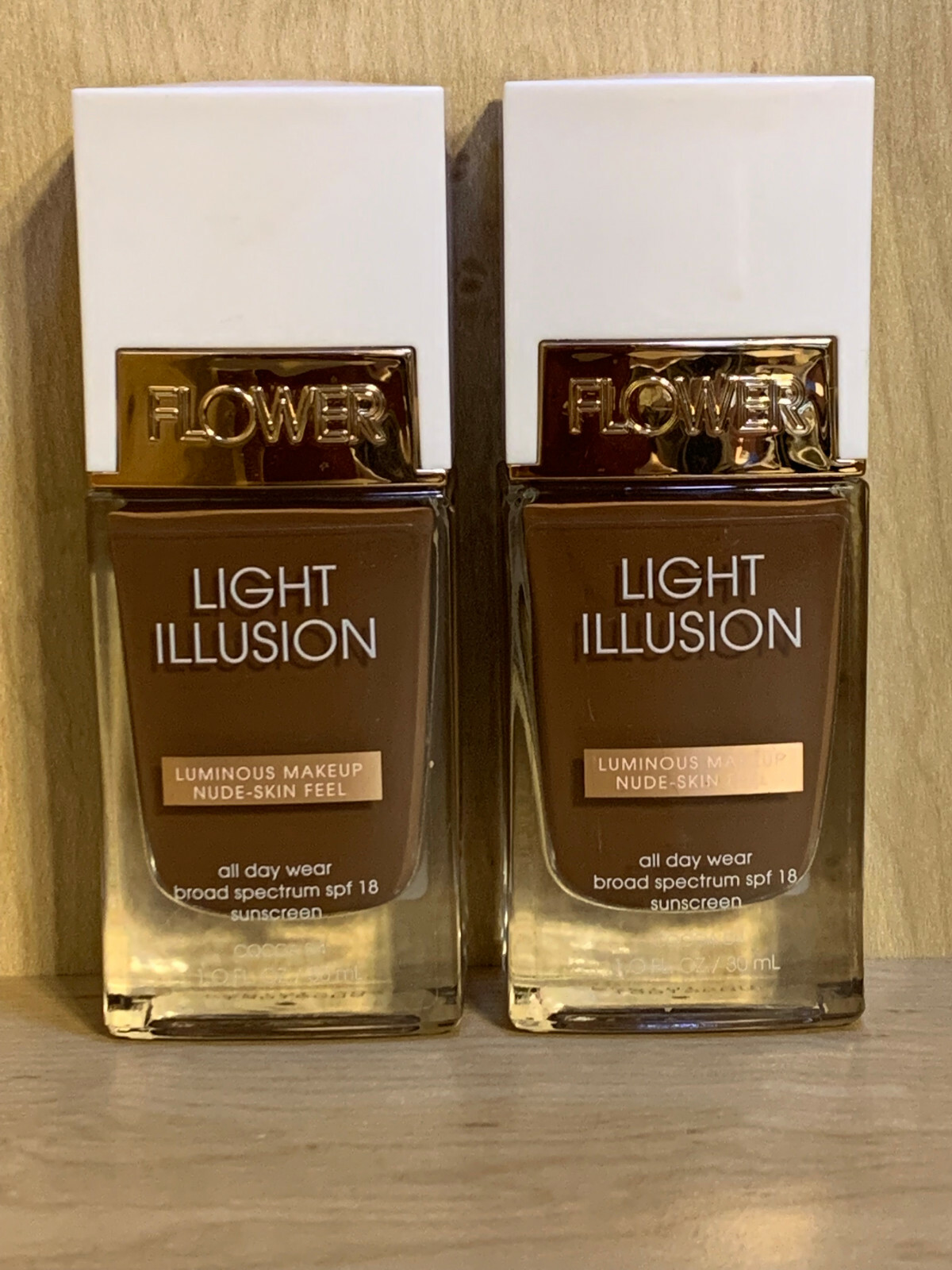Flower Beauty Light Illusion Foundation Cocoa Drew Barrymore Cosmetics Lot of 2