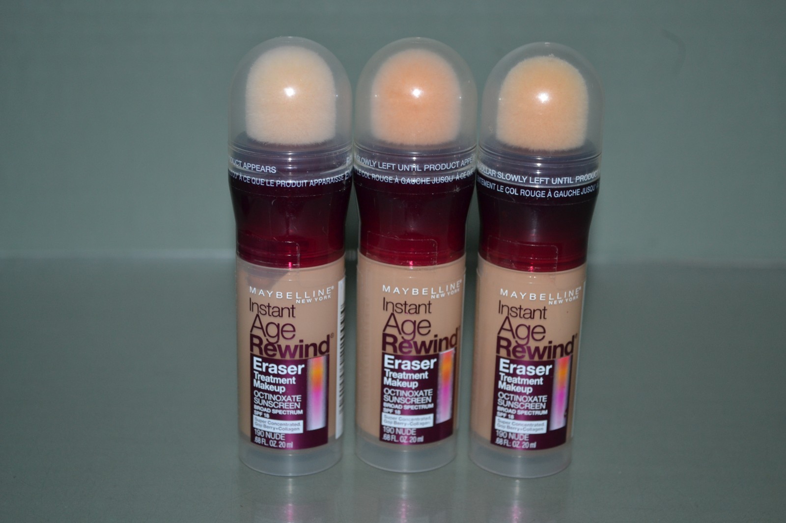 (3) Maybelline Instant Age Rewind Eraser Treatment Makeup, # 190 Nude