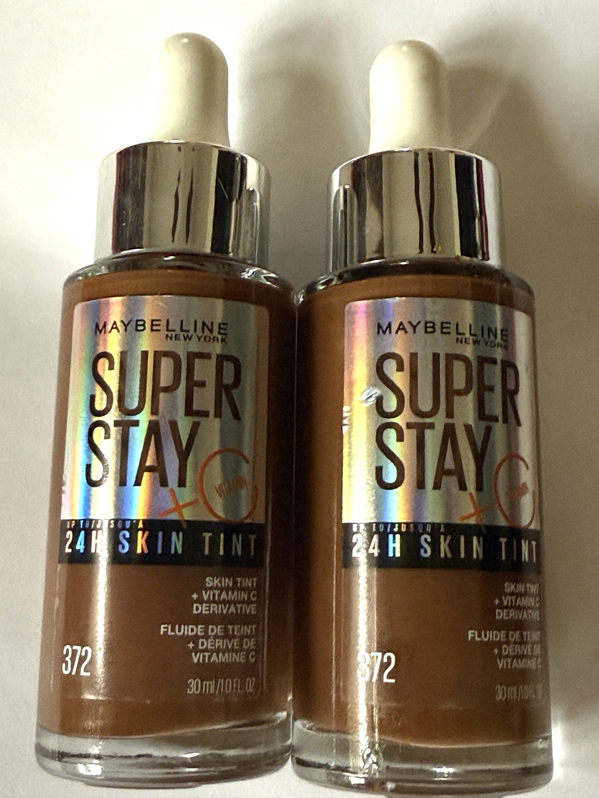 Maybelline New York Super Stay Up To 24H Skin Tint #372 Brown Vitamin C Lot of 2