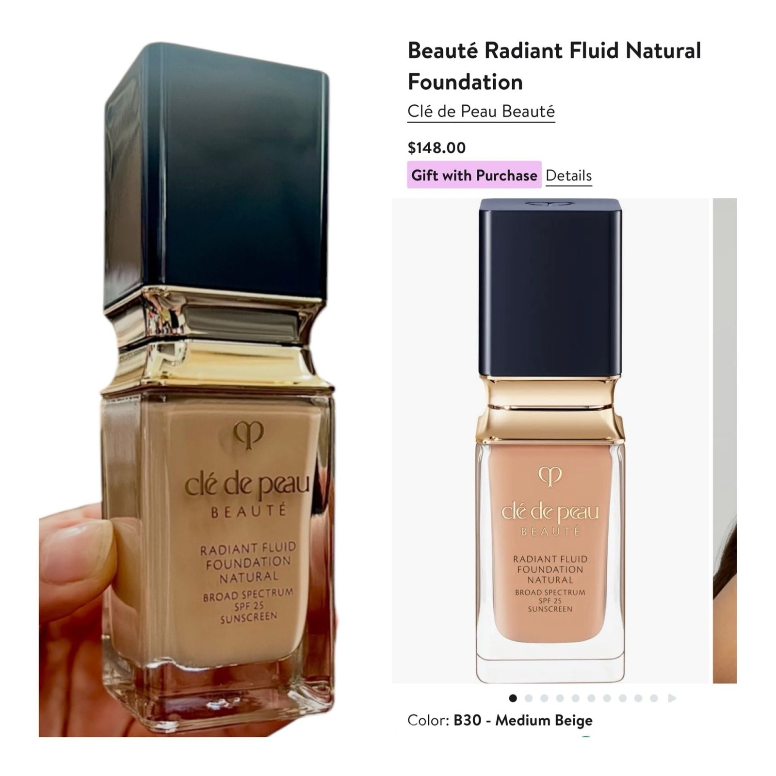 Clé de Peau Beauté Radiant Fluid Foundation Natural B30. MSRP $185.