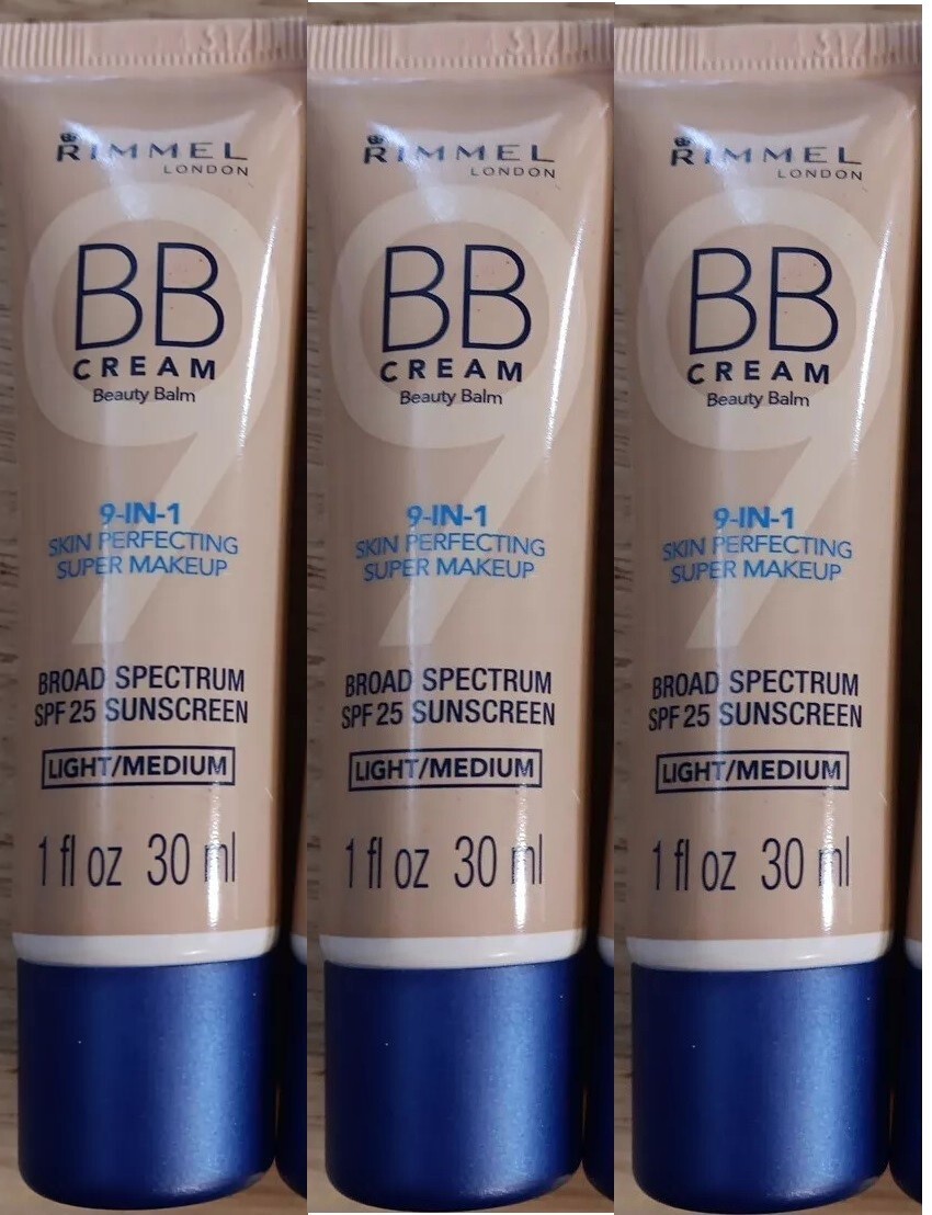 3 Rimmel BB Original, LigCream Foundationh Light/Med, 1 Oz EXP