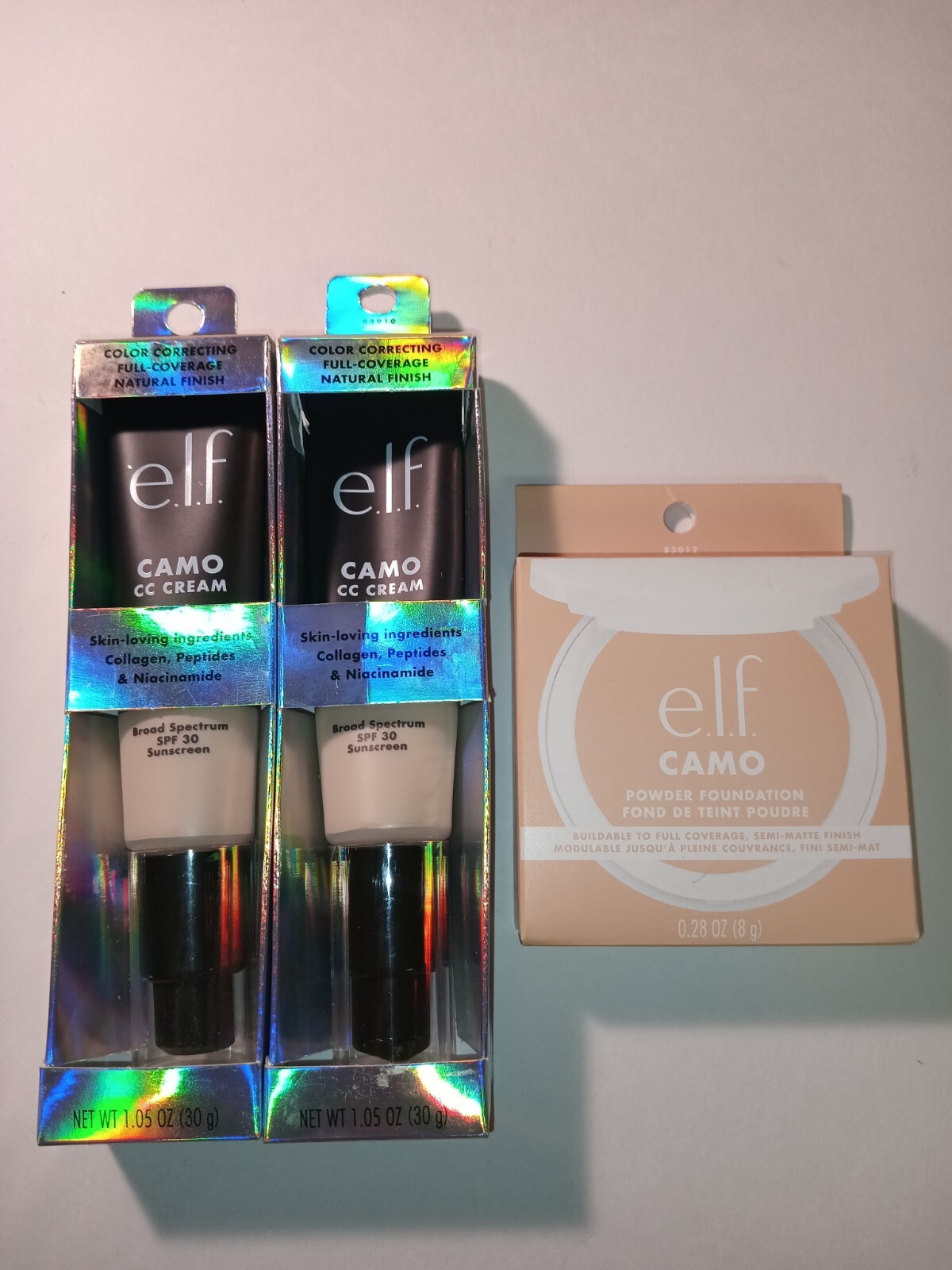 e.l.f. Camo CC Cream Foundation Sunscreen 84910 Fair 120 N SPF 30 1.05 oz Lotx3