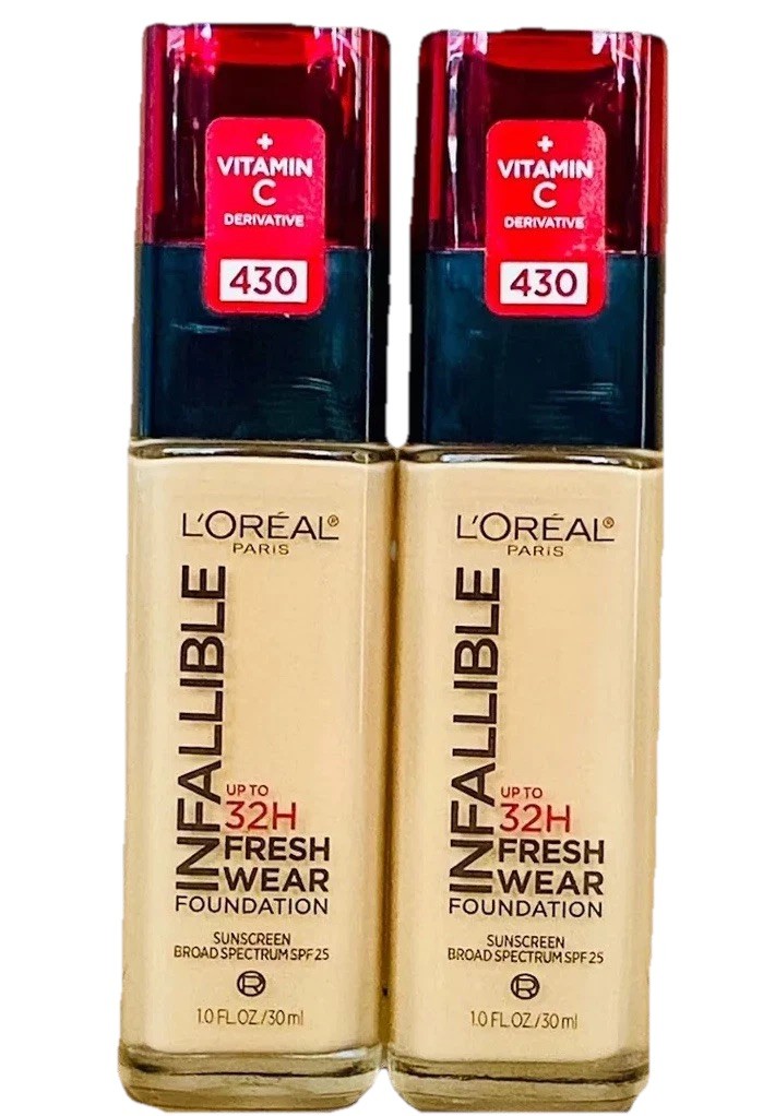 2Pk L’Oreal INFALLIBLE 32-HR Fresh Wear Foundation Vit C & SPF #430 IVORY BUFF