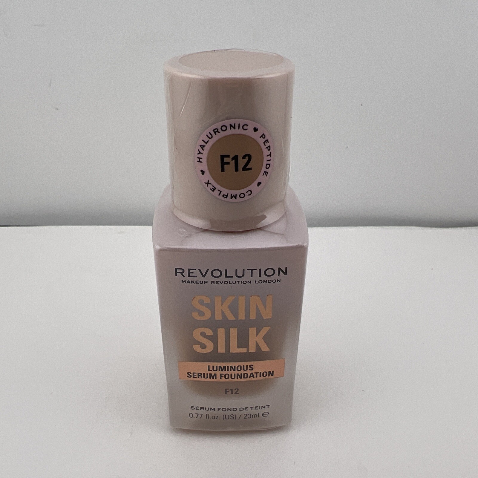 Revolution Skin Silk Serum Foundation F12 for Tan Skin Tones, 0.77 oz -Brand NEW