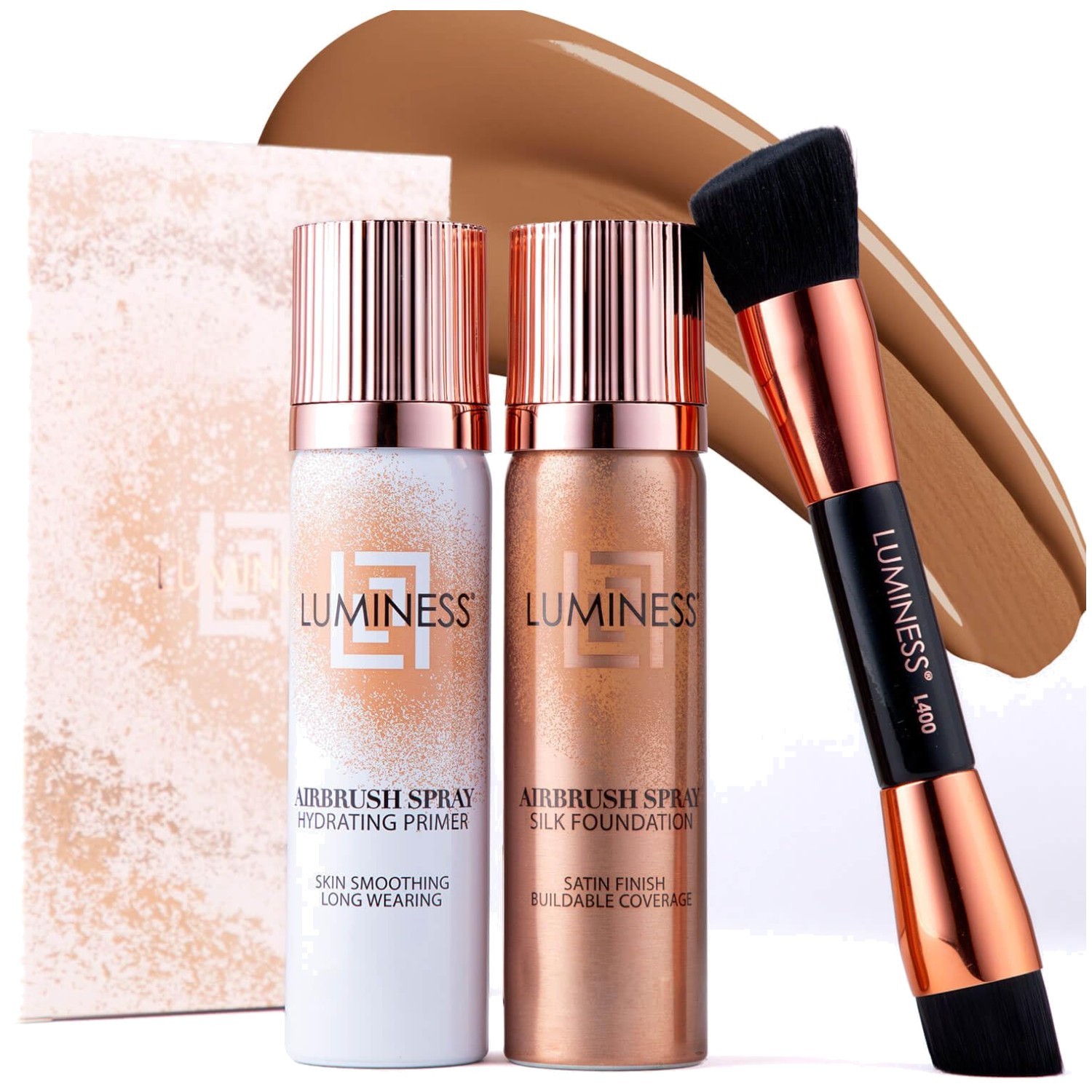 Airbrush Silk Foundation Kit – Tan – Primer & Brush