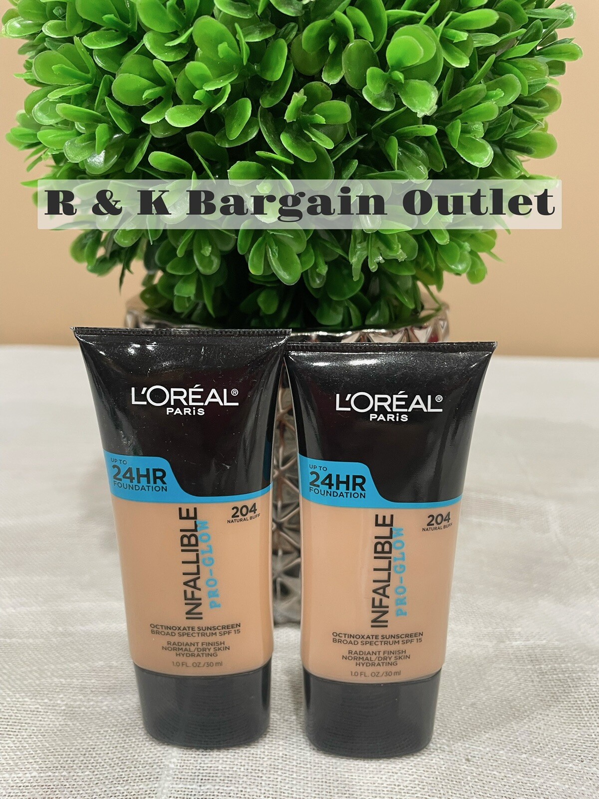 2 ~ L’Oreal Paris Infallible Pro-Glow Foundation 204 Natural Buff 1oz Ea