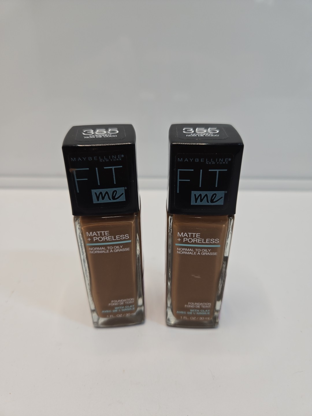 2x LOT Maybelline Fit Me Matte+Poreless Liq Foundation Normal/Oily #355 Coconut
