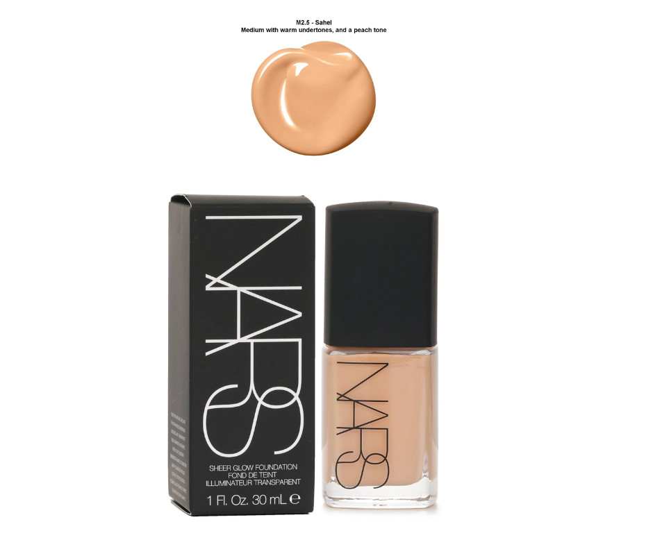 NARS SHEER GLOW FOUNDATION – MEDIUM 2.5 SAHEL 4862 – 1 OZ BOXED