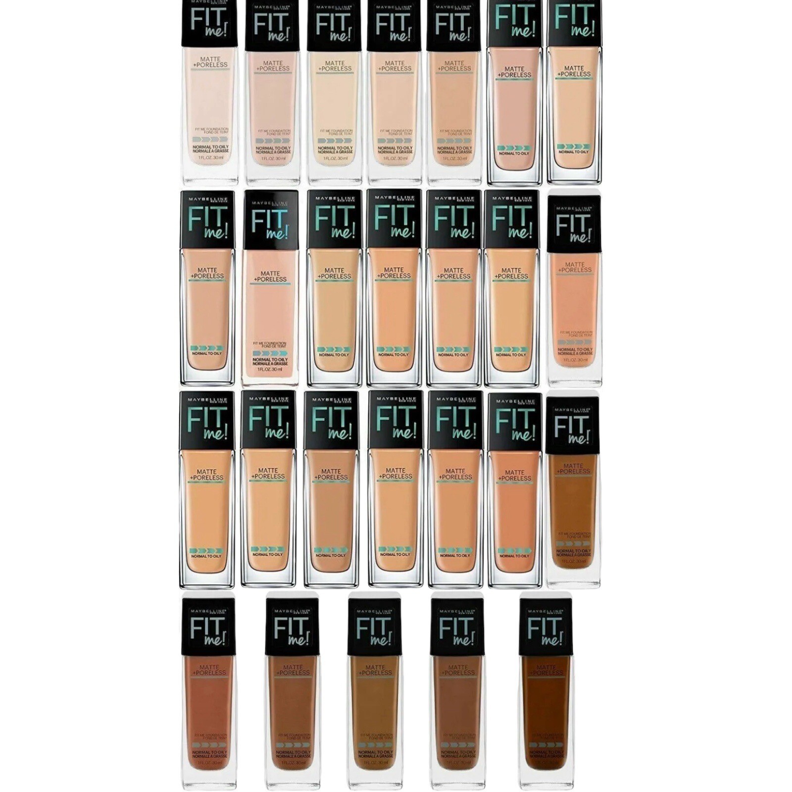 MAYBELLINE FIT ME FOUNDATION MATTE + PORELESS 1oz/30mL SHADES U CHOOSE +