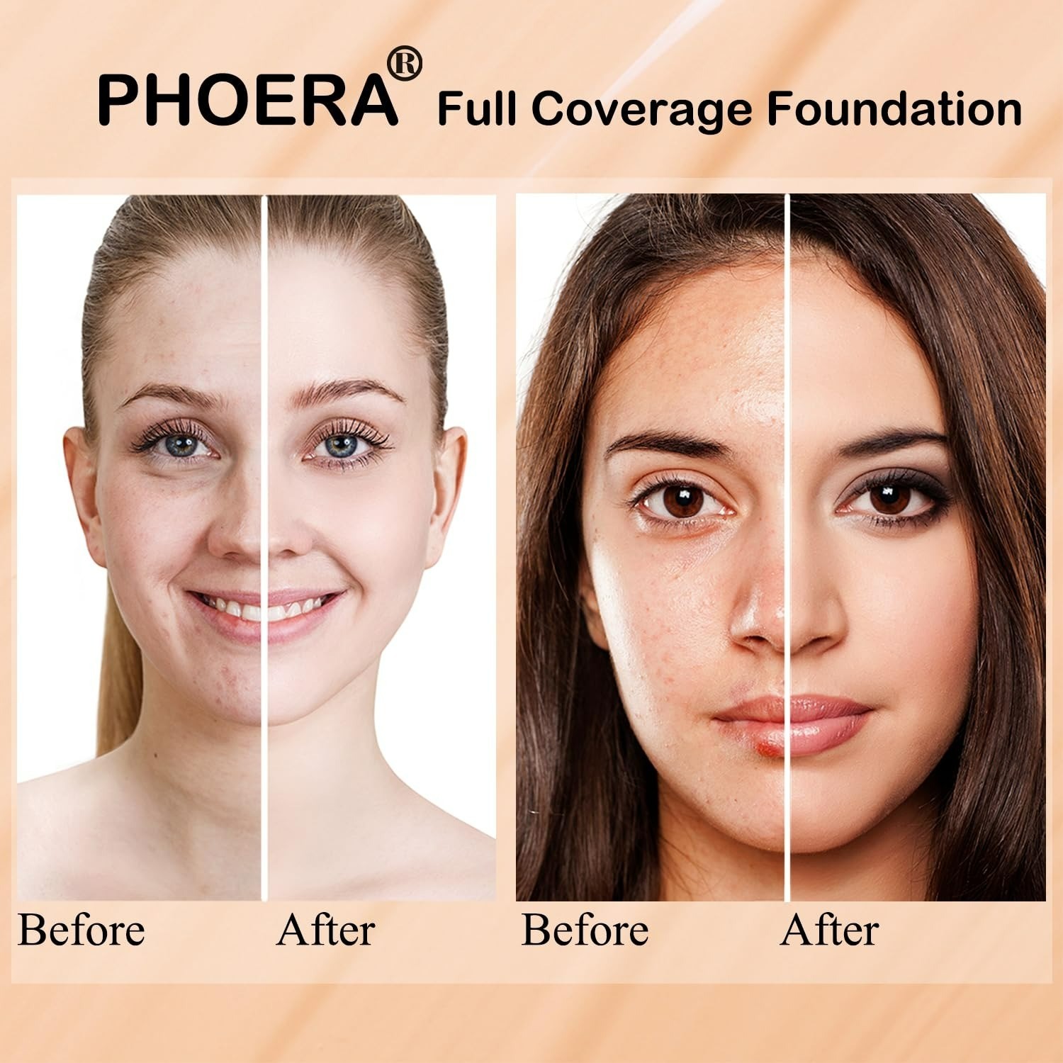 PHOERA Matte Liquid Foundation Full Coverage Concealer 30ml Oil Control