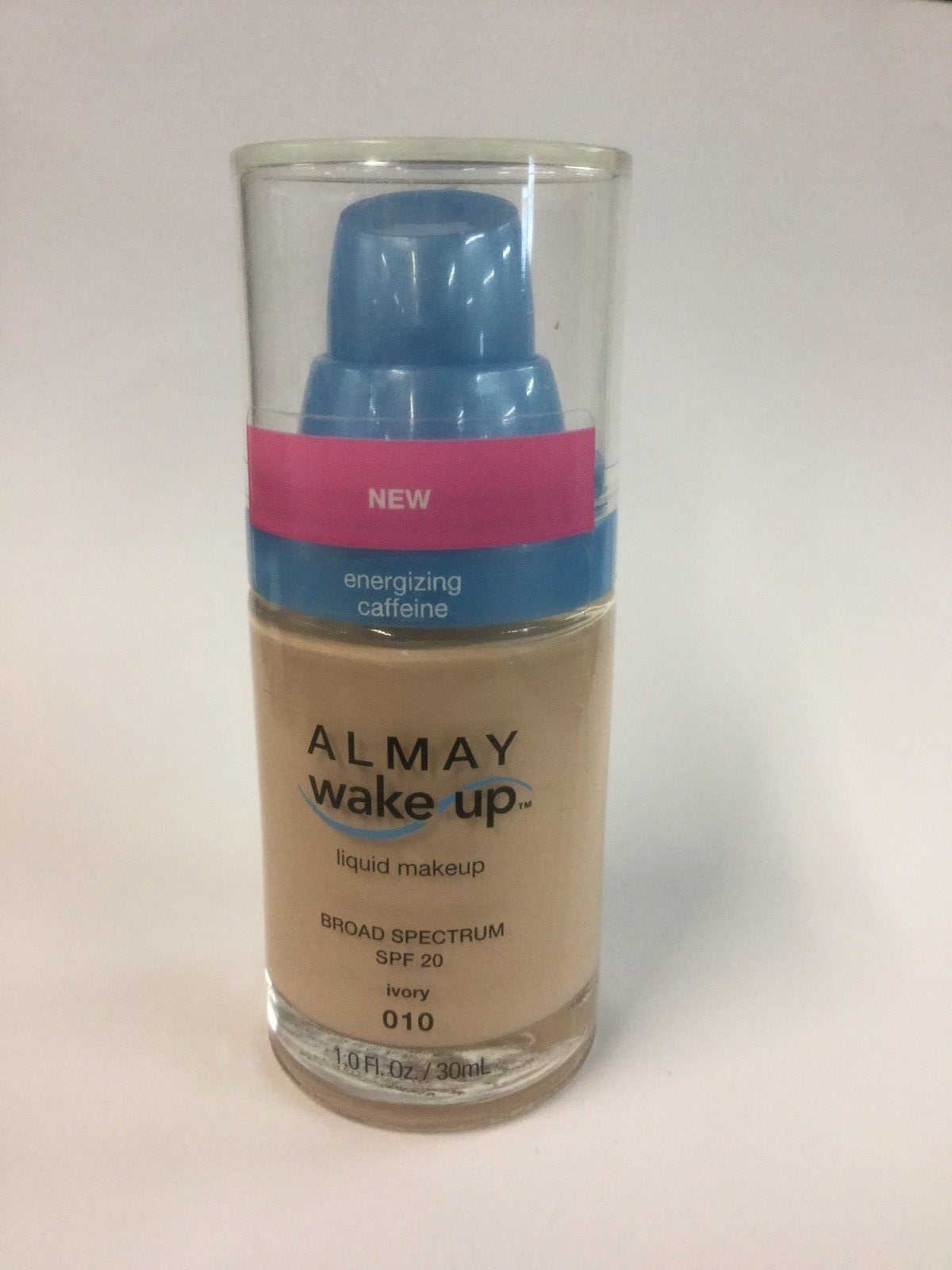 Almay Wake Up Energizing Caffeine Liquid Foundation Makeup #010 IVORY SPF 20
