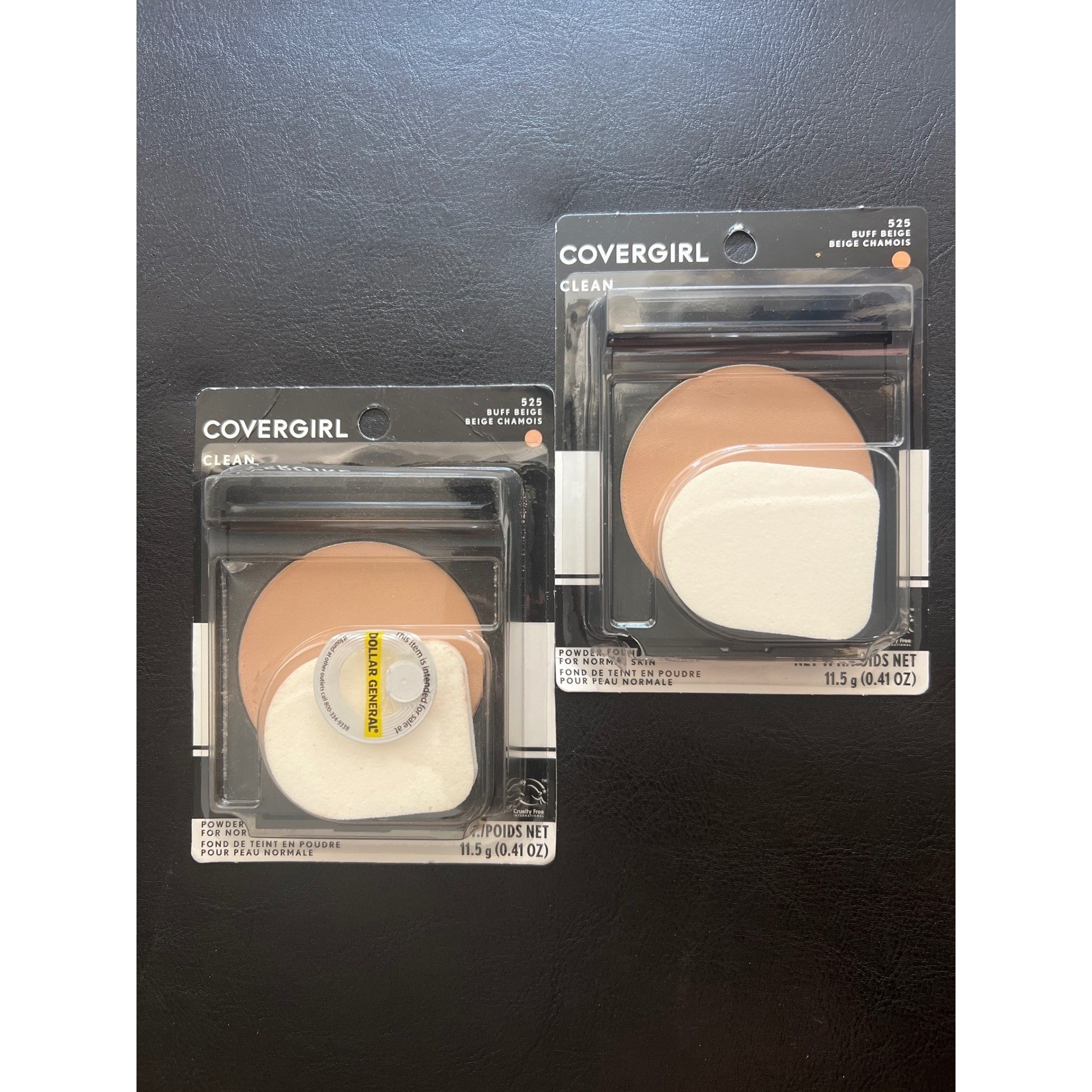 Lot of 2 CoverGirl Clean Powder Foundation 525 Buff Beige Normal Skin 0.41oz
