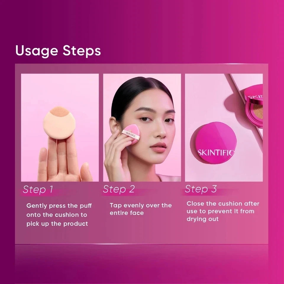 SKINTIFIC Cover Glow Perfect Pink Cushion 11g Radiant Finish 00 Porcelain (X 2)
