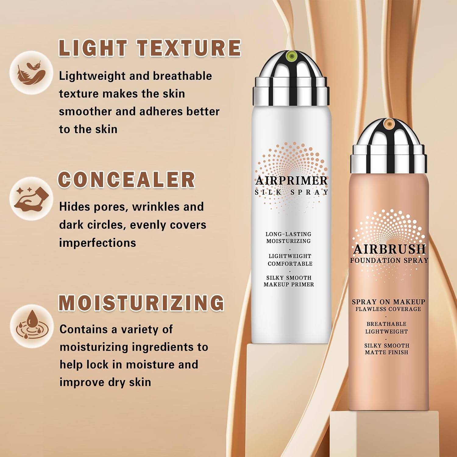 Airbrush Foundation Makeup with Primer (01 Natural) | Breathable Blendable,Found