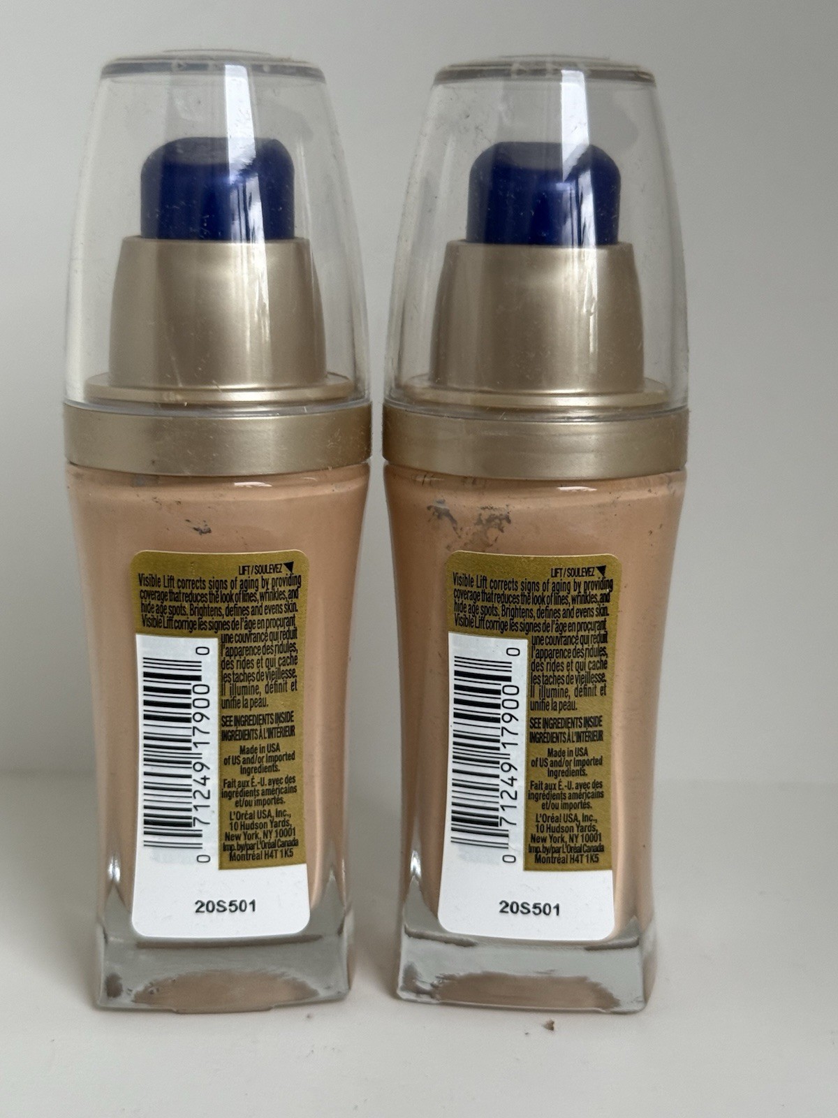 2 x L’Oreal Visible Lift Serum Absolute Foundation 144 LIGHT IVORY