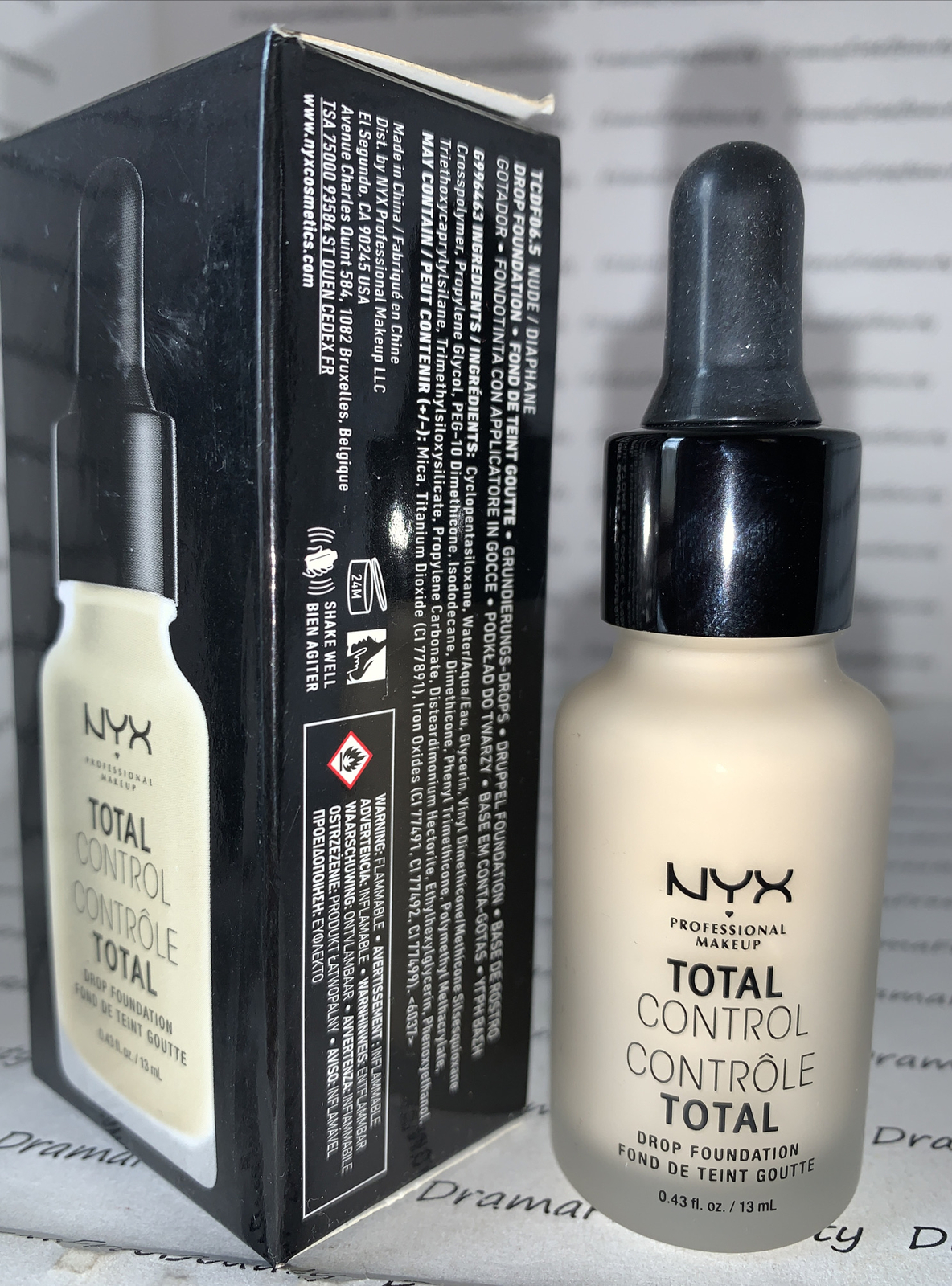 NYX Total Control Pro Drop Skin-Buildable Vegan Foundation TCDF06.5 * NUDE * New