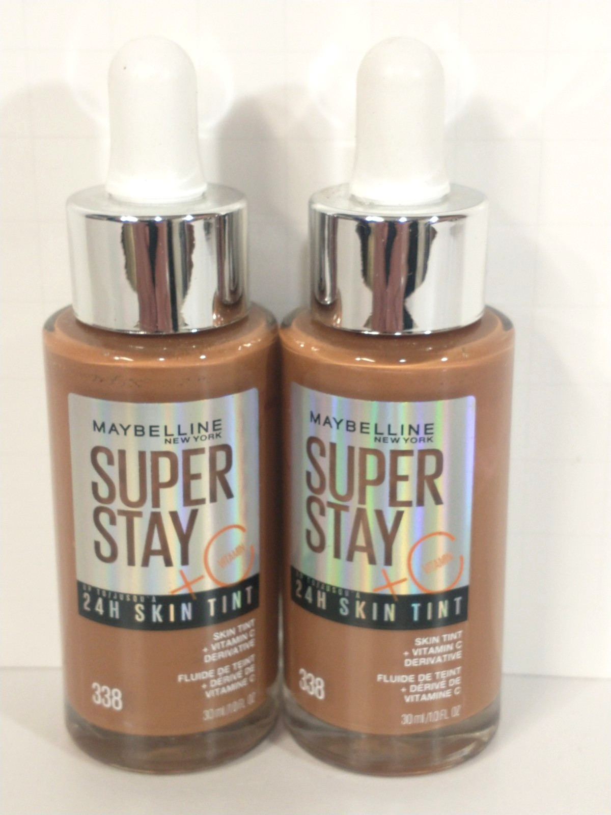 2 Maybelline Super Stay 24HR Skin Tint Vitamin C Makeup 338 Lot