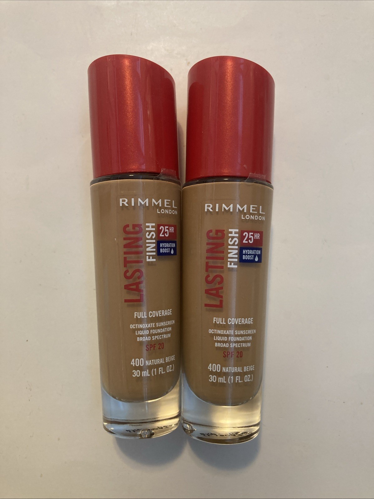 2 Rimmel London Lasting Finish 25Hr Liquid Foundation 400 Natural Beige EXP 2/25