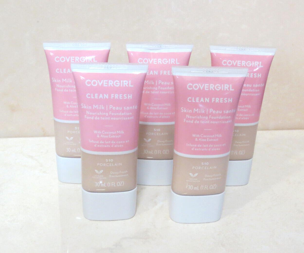 (5) COVERGIRL CLEAN FRESH SKIN MILK NOURISHING FOUNDATION 510 PORCELAIN 1 OZ