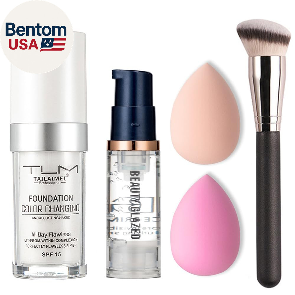 5PCS TLM Colour Changing Foundation Makeup Set Matte Liquid Full Coverage Oil Co