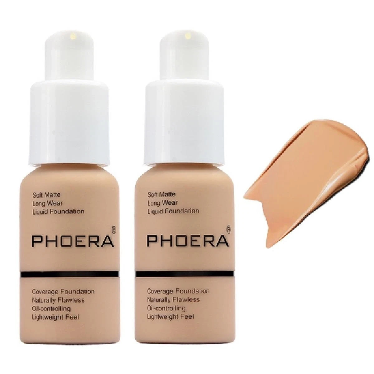 2 Pack PHOERA Foundation 104 Buff Beige Full Coverage Makeup for Women