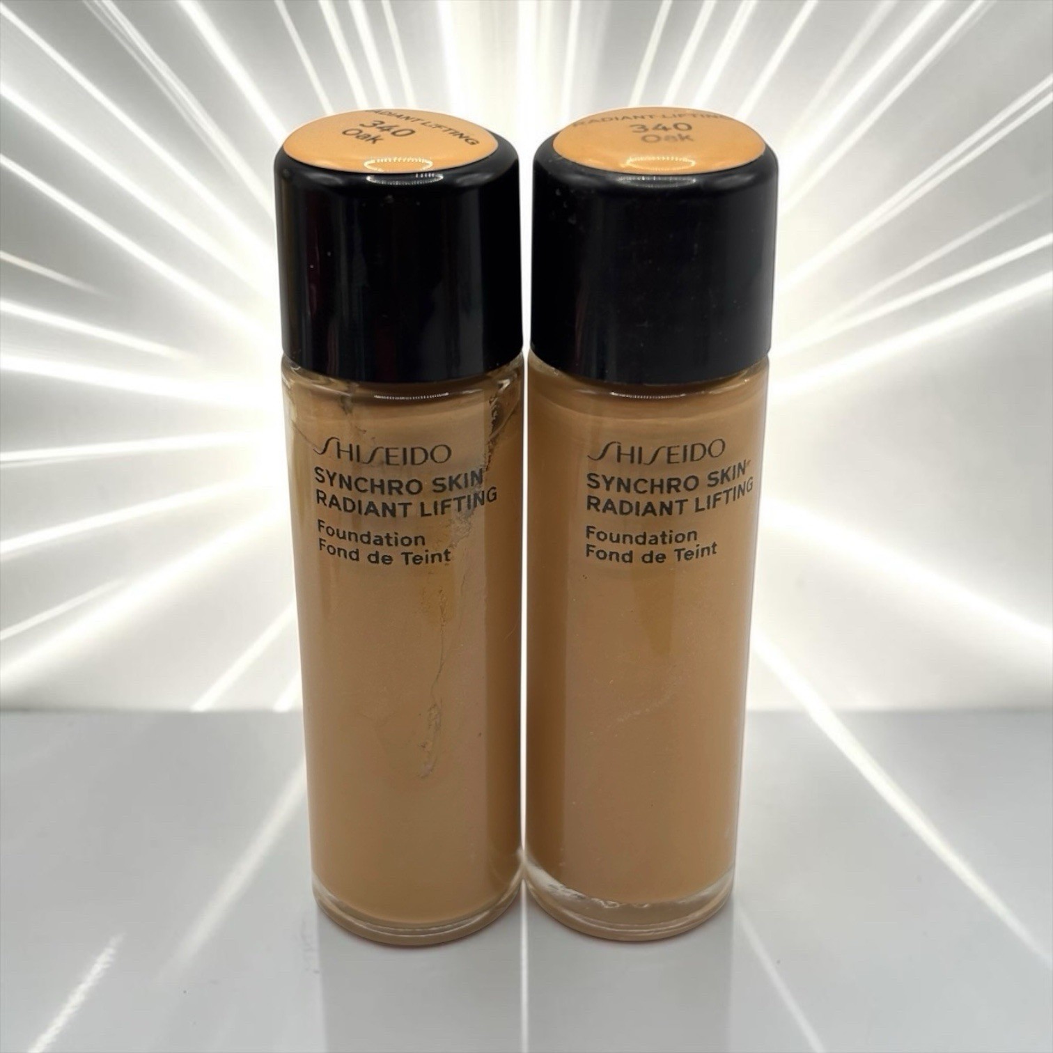 2 Pack) SHISEIDO Synchro Skin Radiant Lifting Foundation in 340 OAK – 0.4oz x 2