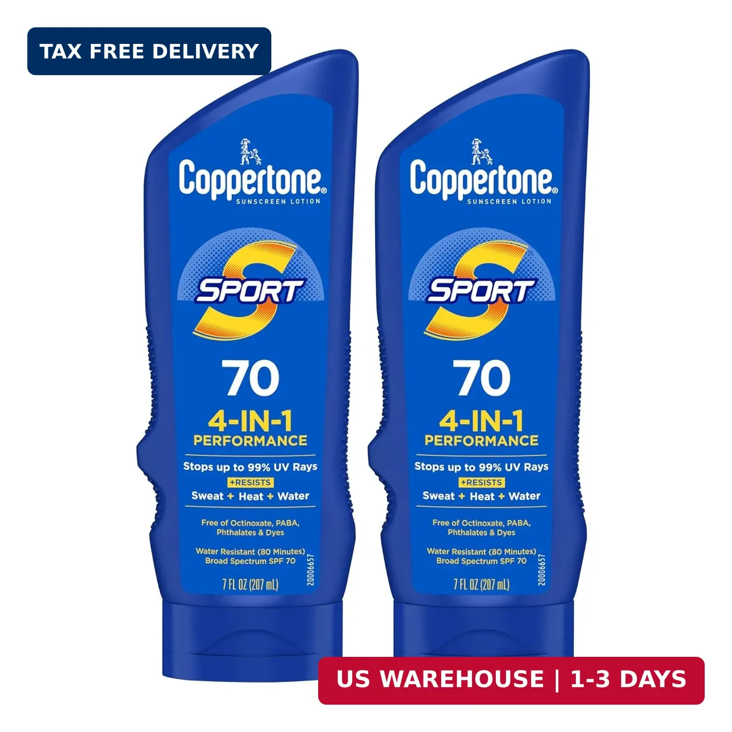 Coppertone Sport Sunscreen Lotion, Broad Spectrum SPF 70 Sunscreen Multi Pack, 7