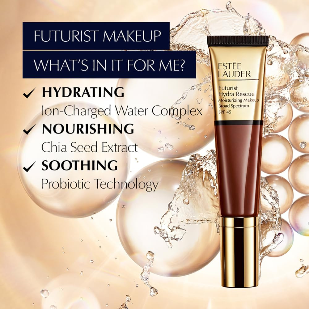 Futurist Hydra Rescue Moisturizing Foundation SPF 45 for a 12-Hour Glow, 1.2 Fl