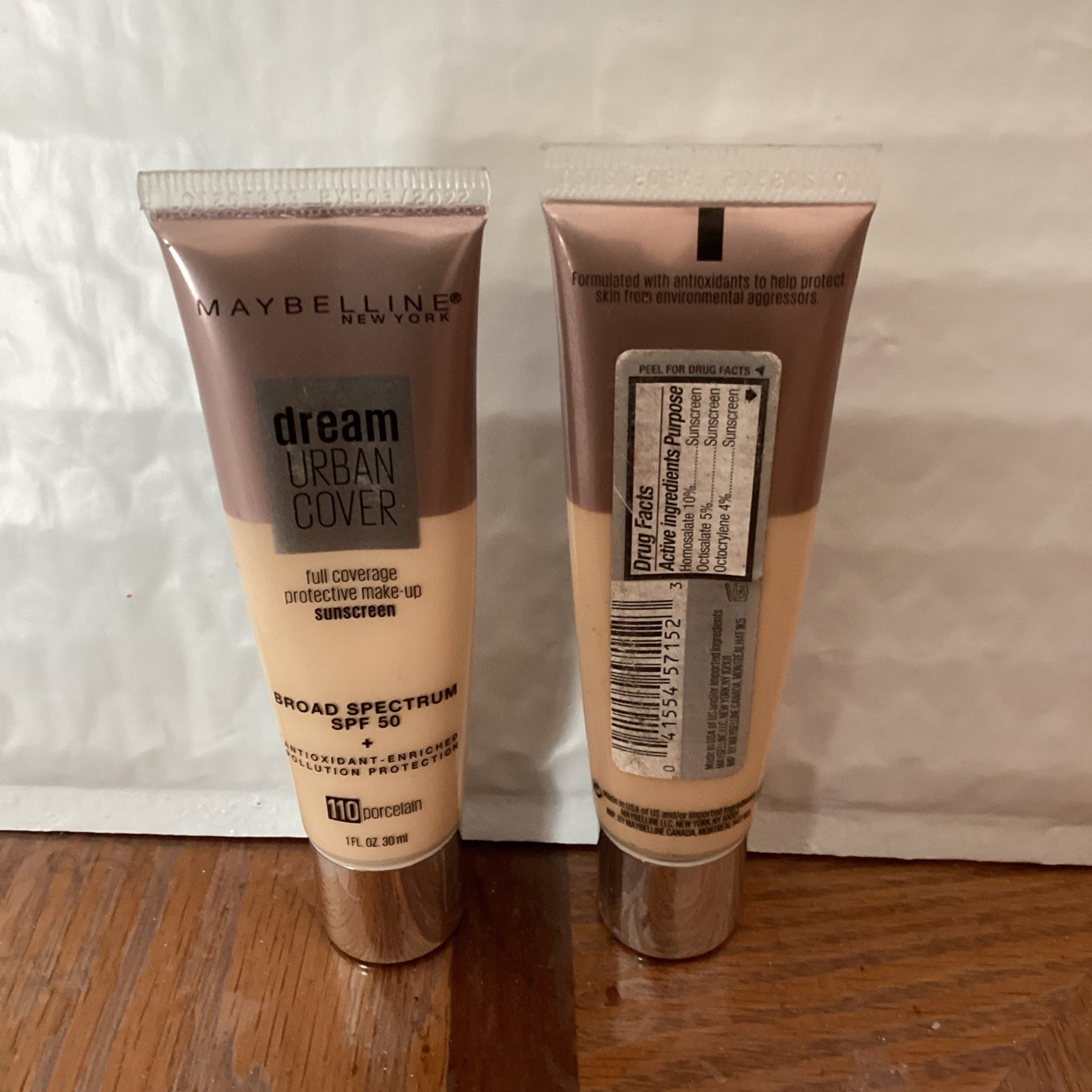 2x Maybelline Dream Urban Cover Full Coverage Makeup #110 PORCELAIN Exp3/21 & Up