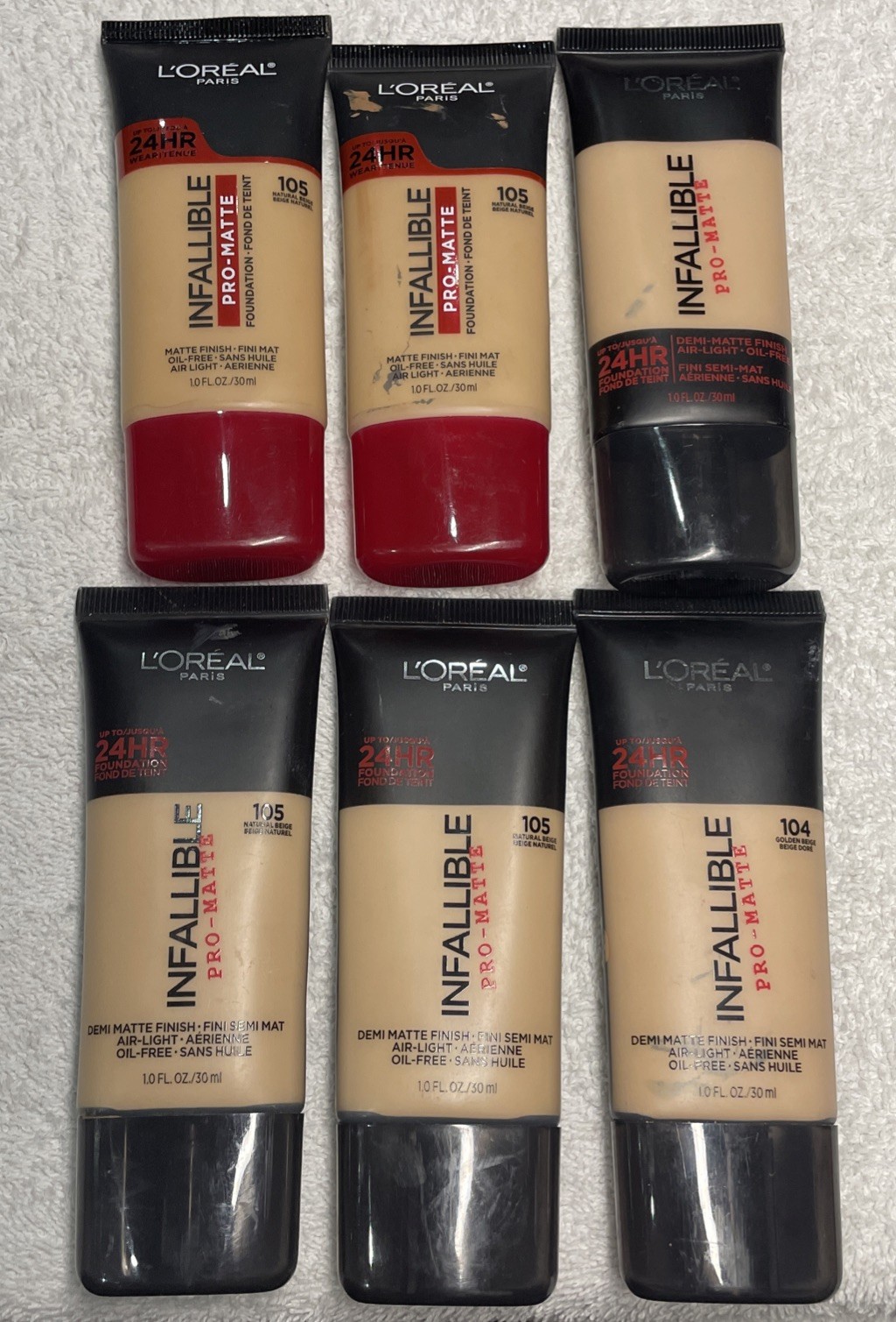 L’Oréal Lot Of 6 Infallible 104/05 Demi Matte & Matte 24 Hrs Pro Matte (L8)