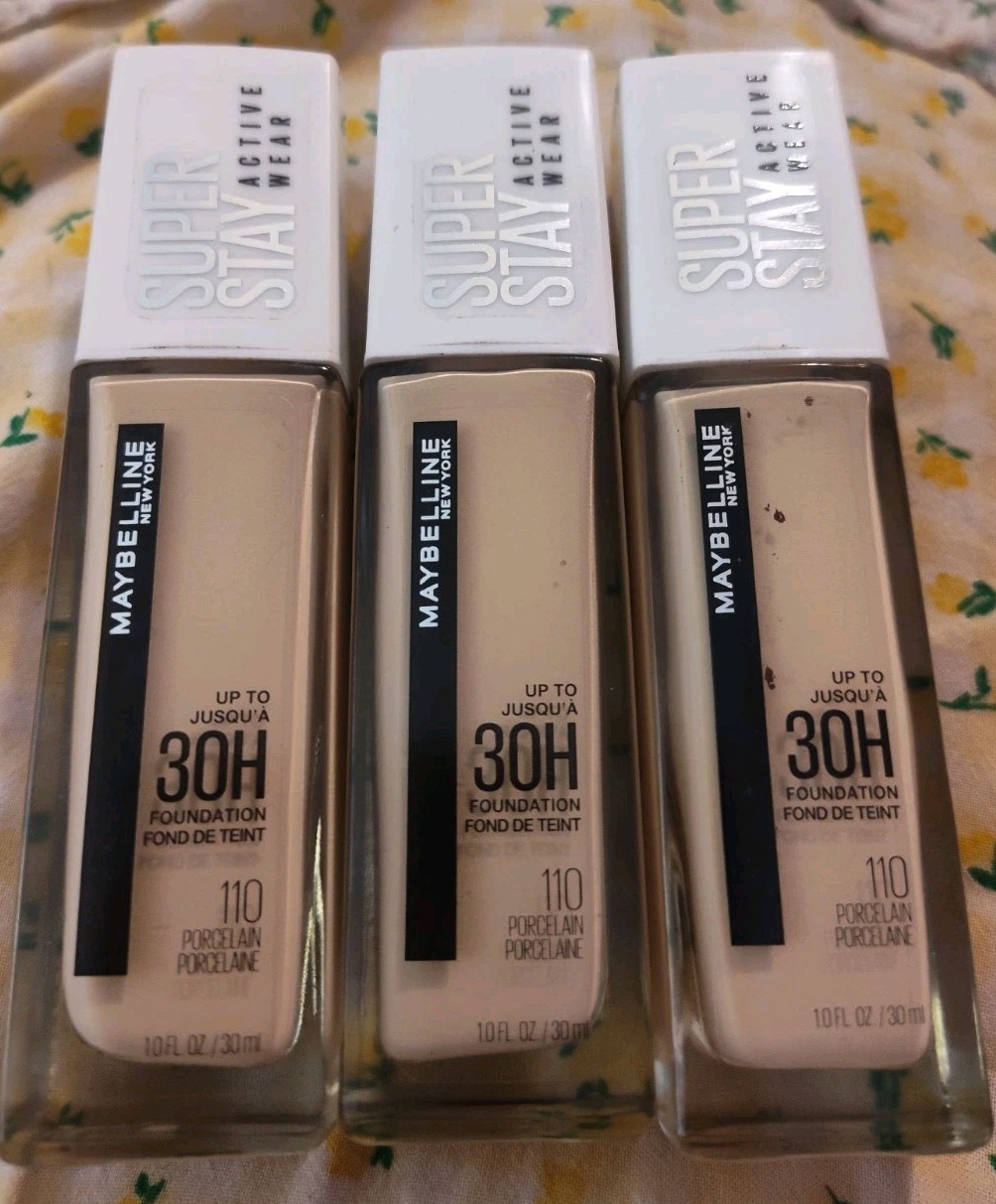 3X Maybelline New York SUPERSTAY 30H Foundation 110 PORCELAIN – New – FREE SHIP