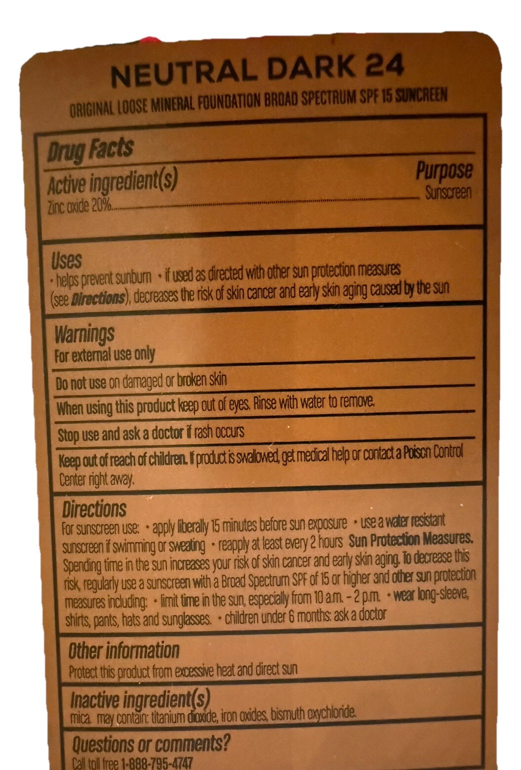bareMinerals JUMBO Original Foundation Broad Spectrum NEUTRAL DARK 24 SPF15 .6oz