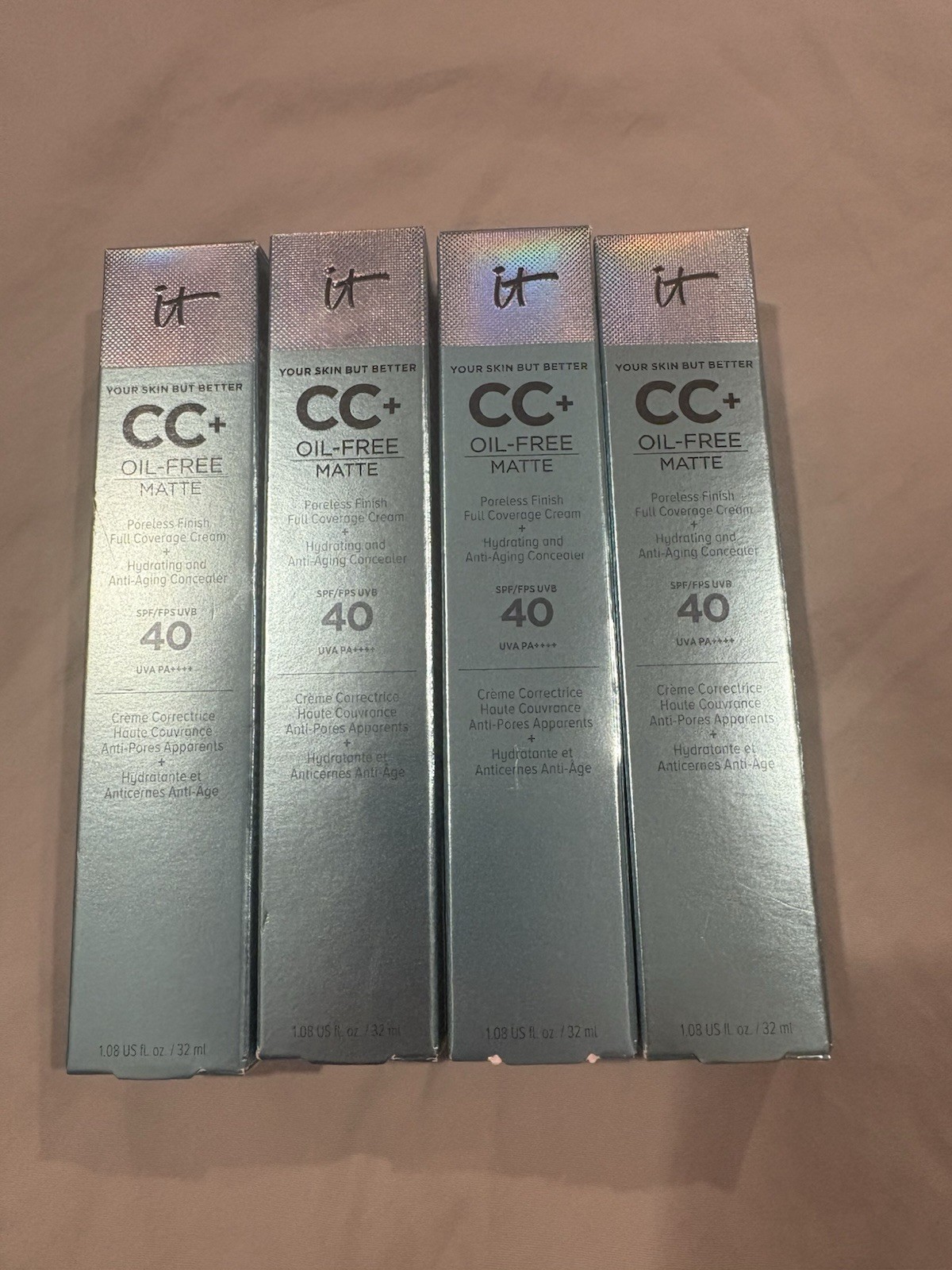 It Cosmetics CC+ Oil-Free Matte Full Coverage, SPF 40-Set of 4 TUBES! Color-Deep