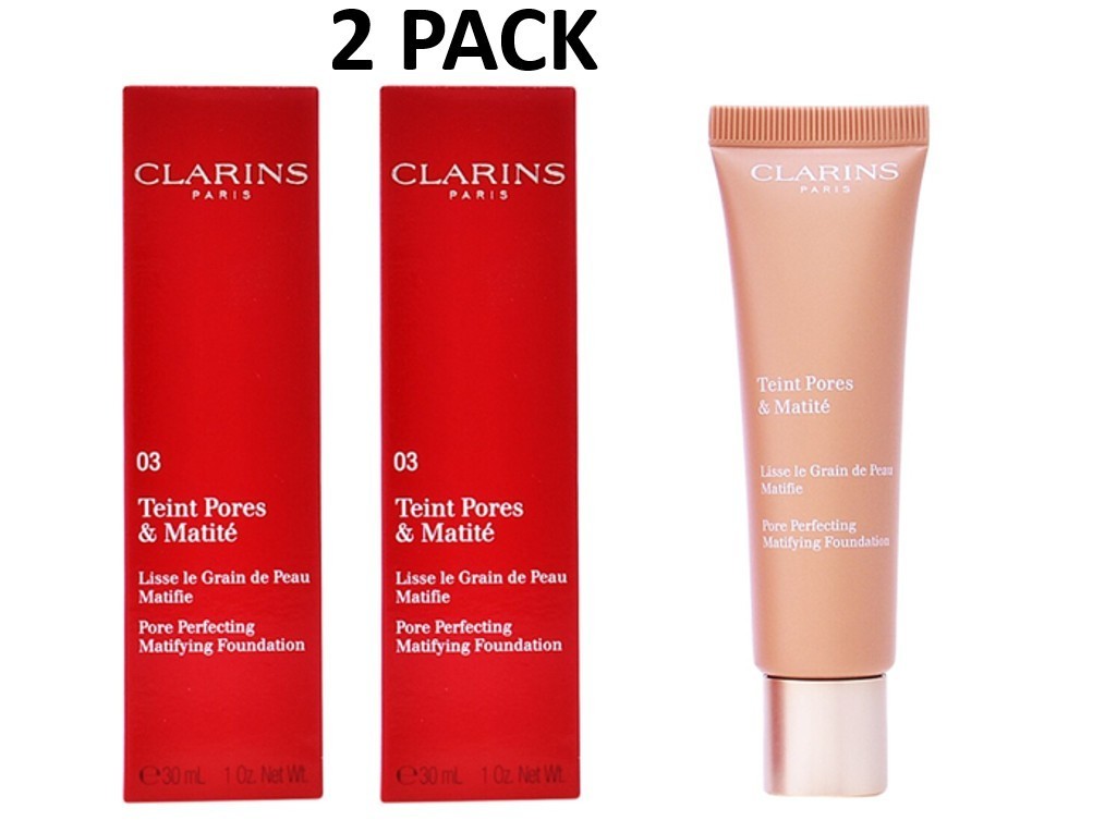 Clarins 03 Nude Honey pore perfecting mattifying foundation 2 PACK