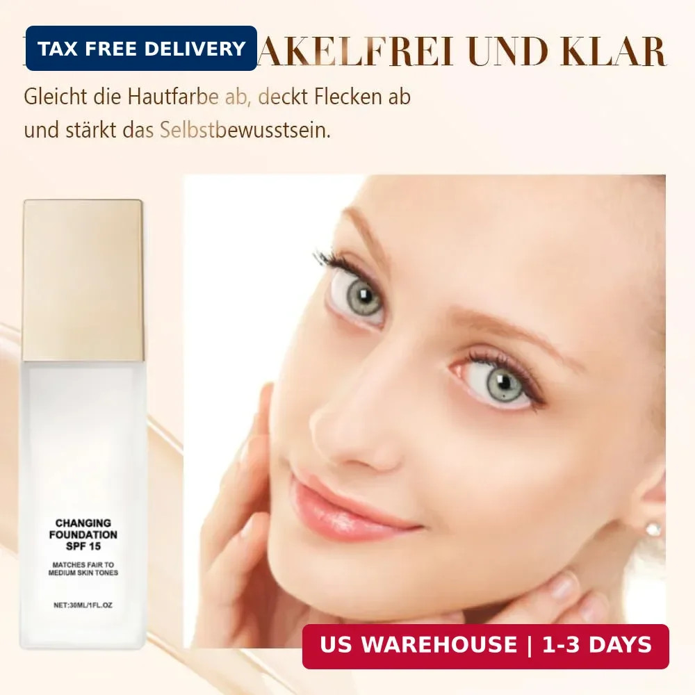 Color Changing Foundation for Mature Skin, Concealer Cover Cream, Lightweight Li