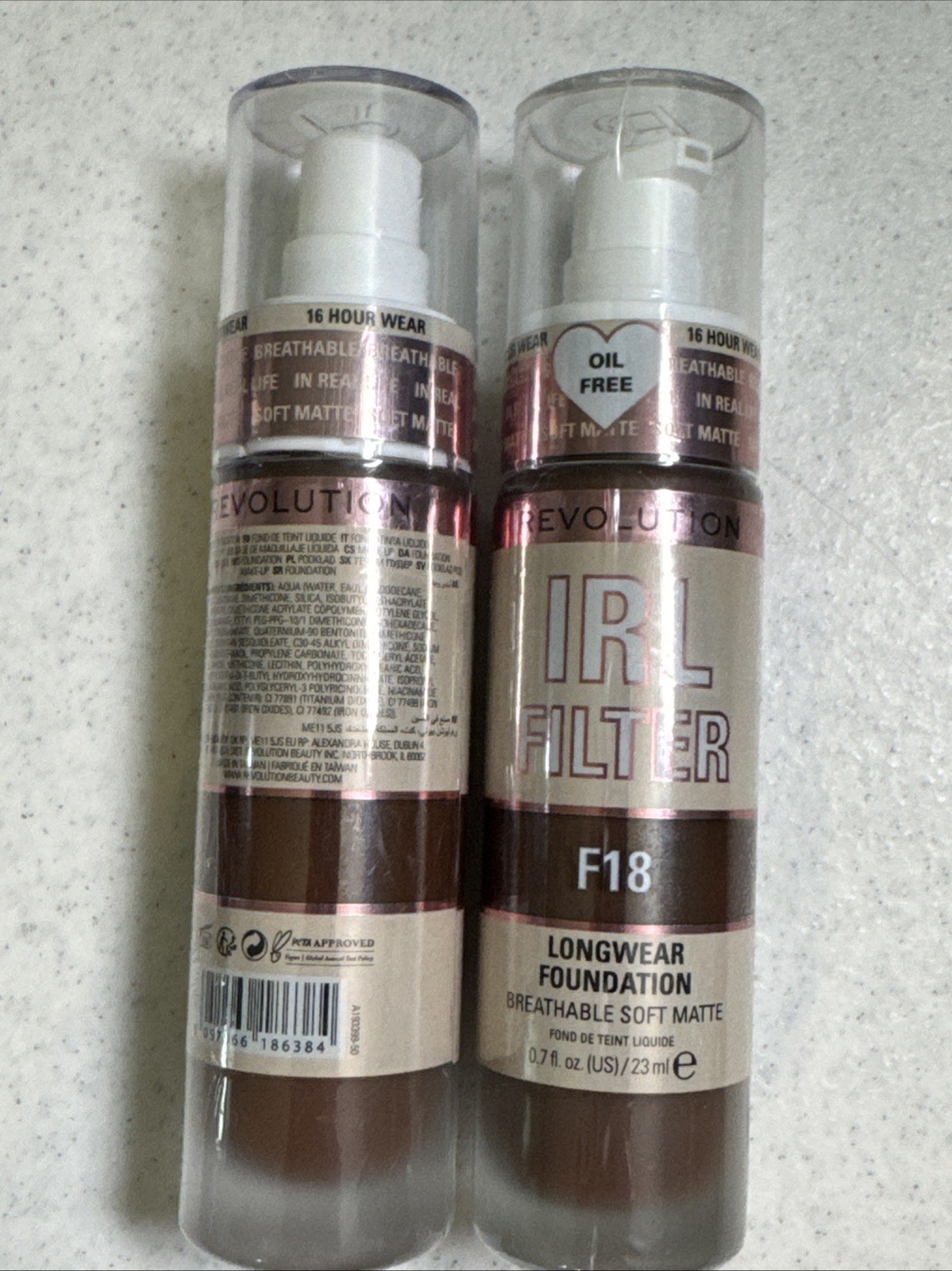 Revolution IRL Filter Foundation Longwear F18 Dark Brown Set Of 2