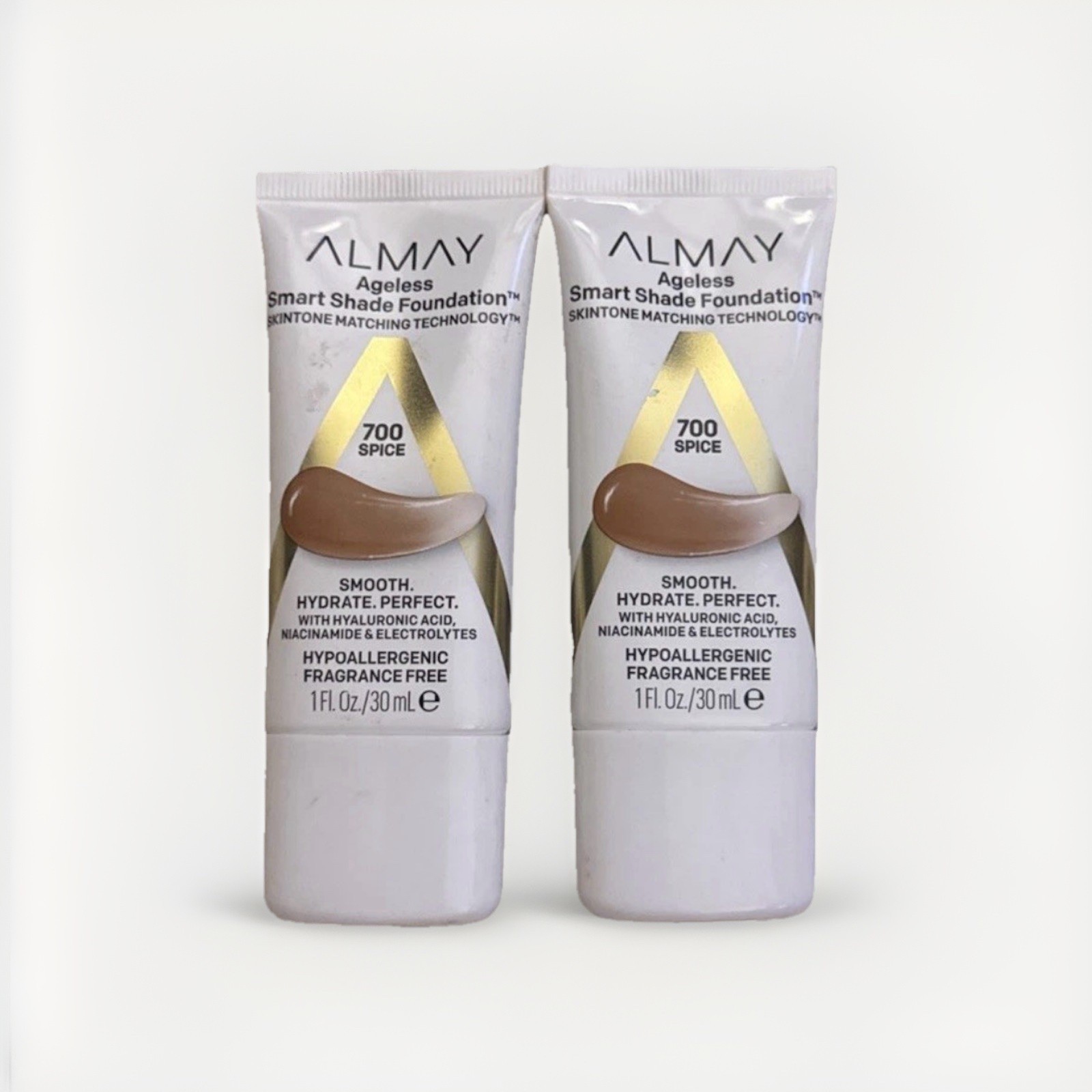 (2) Almay Ageless Smart Shade Foundation New In Packaging 1 fl oz 700 SPICE