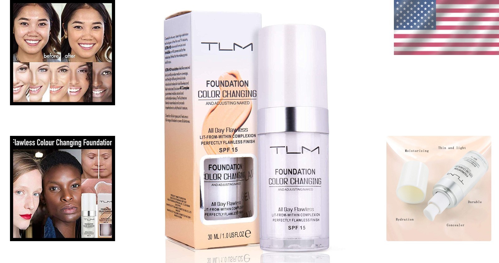 Moisturizing 30ml Color Changing Foundation with SPF 15 – Customize Your Look