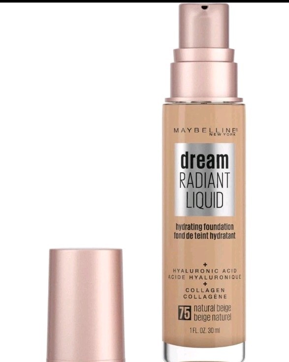 Maybelline Dream Radiant Liquid Foundation Makeup, 75 Natural Beige, 1 fl oz