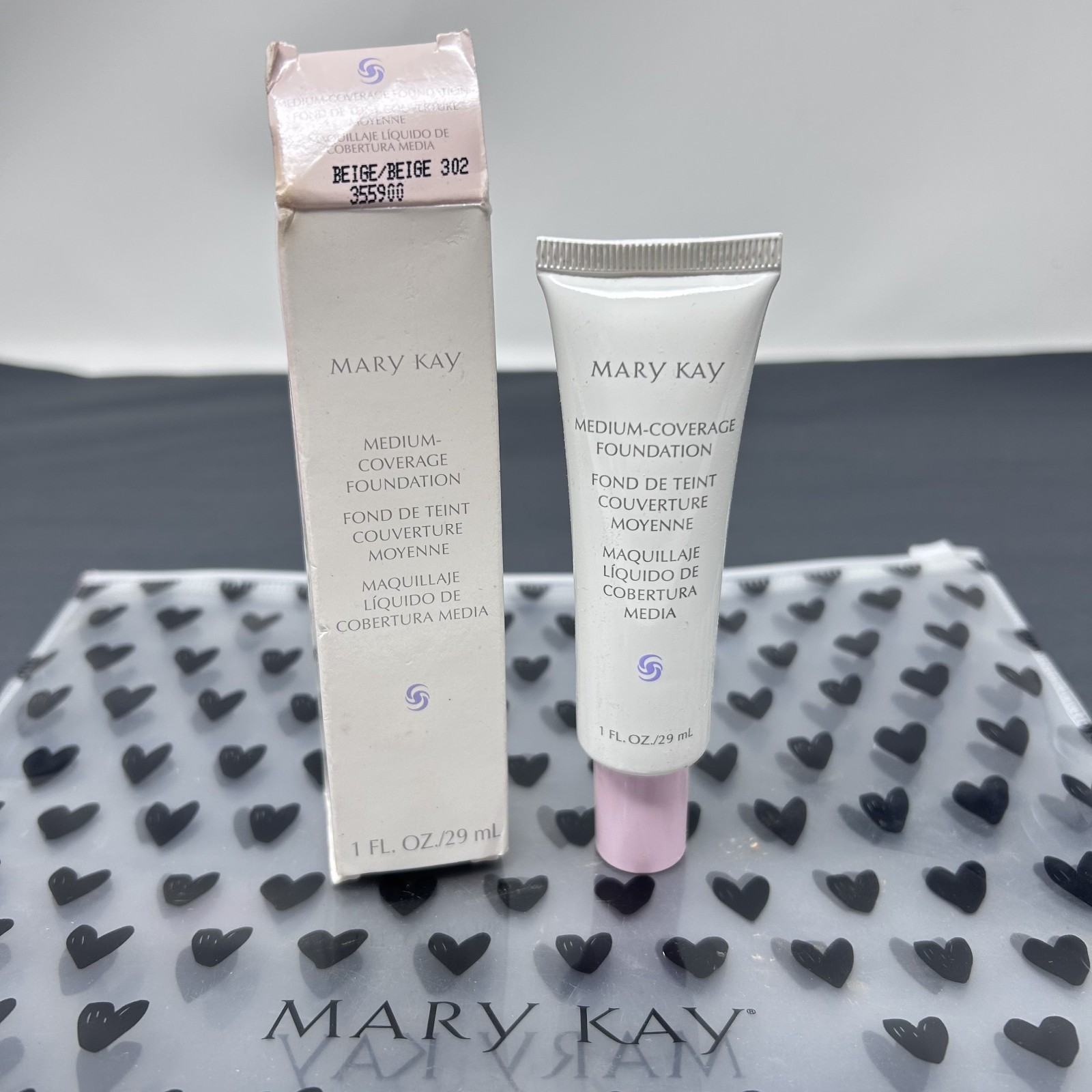 New MARY KAY Medium Coverage Foundation BEIGE 302 355900 Pink Cap Normal To Oily