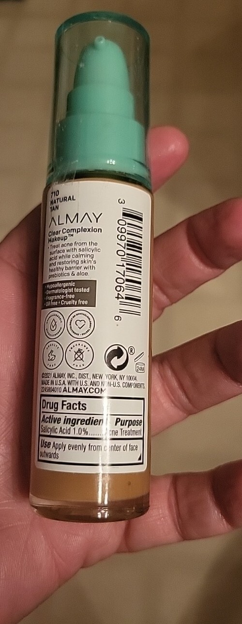 ALMAY Clear Complexion Makeup Salicylic Acid, Aloe, 710 Natural Tan.
