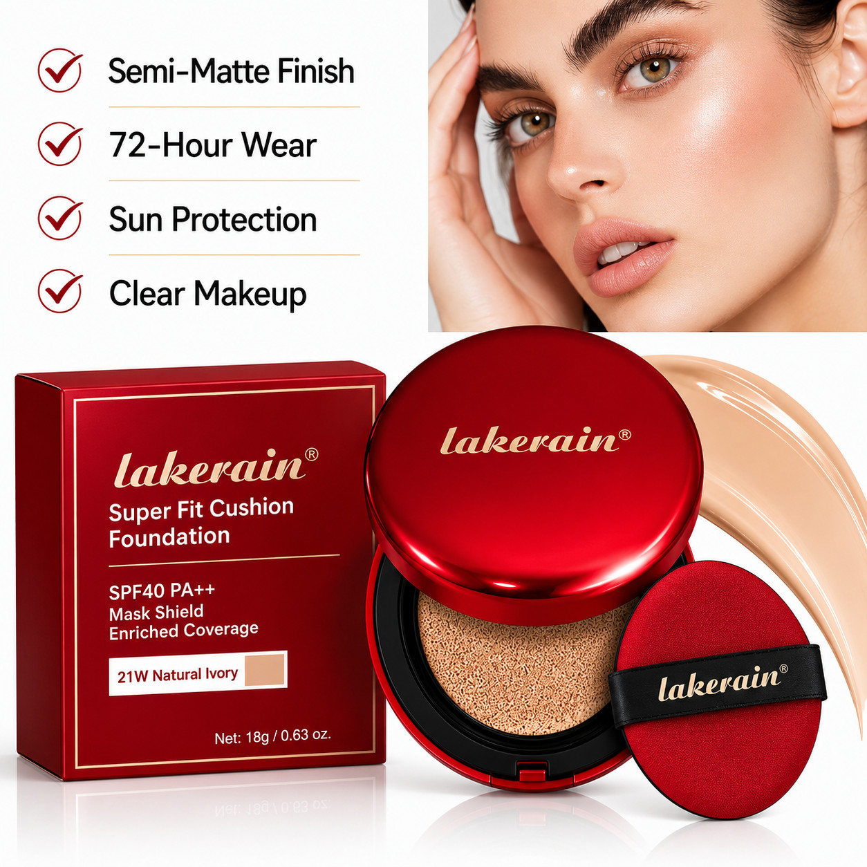 Sunscreen Cushion Foundation Full Coverage Waterproof Long Lasting Makeup Base