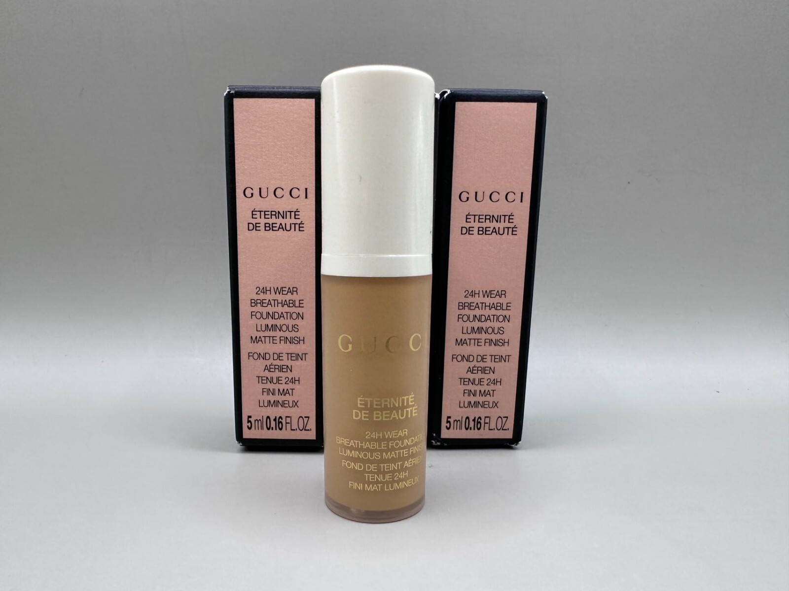 3*GUCCI 24H WEAR BREATHABLE FOUNDATION LUMNOUS MATTE FINISH “MEDIUM 330W” 5ML*3
